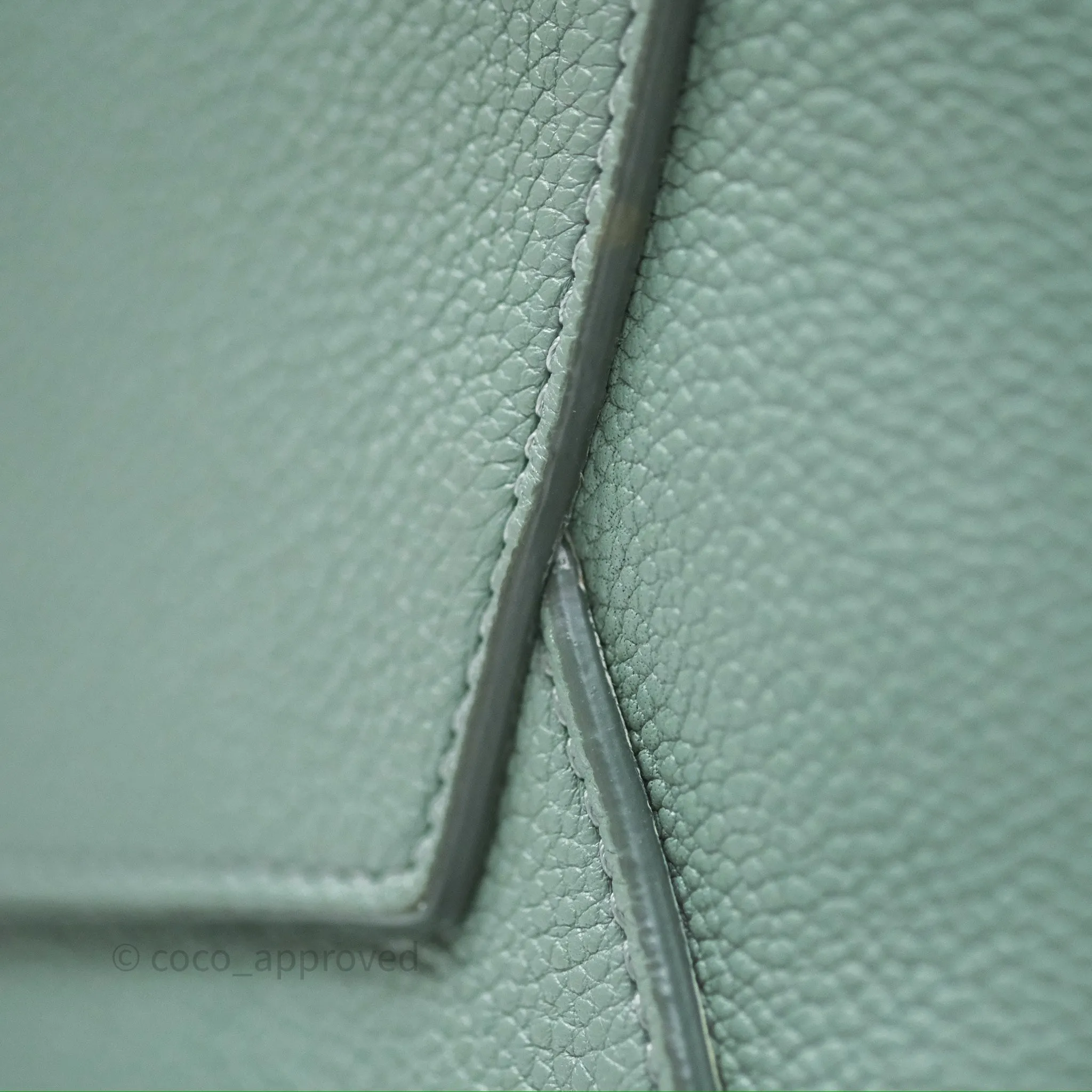 Celine Small Sangle Bucket Bag Light Green Celadon Grained Calfskin Silver Hardware
