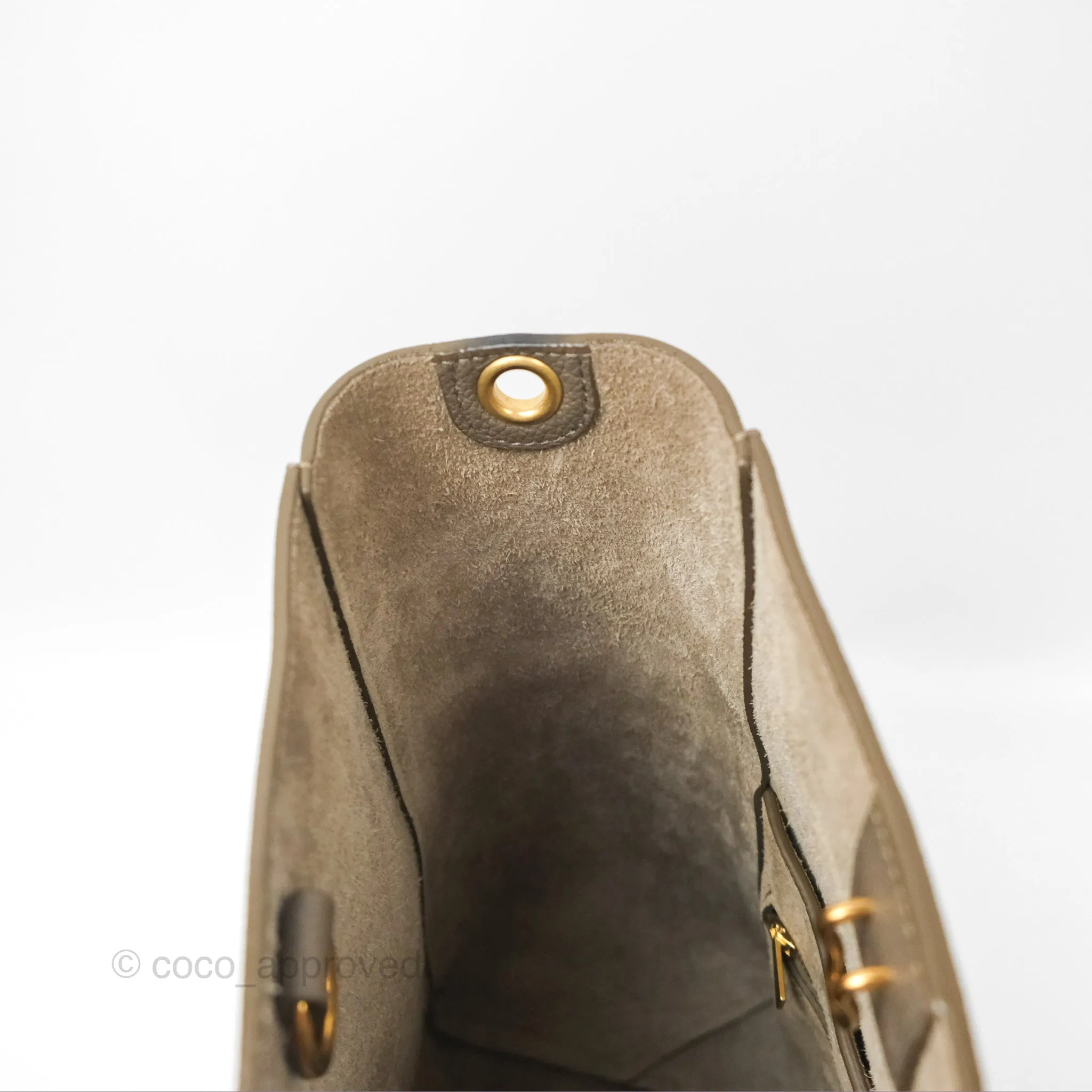 Celine Small Sangle Bucket Bag Taupe Grained Calfskin Gold Hardware