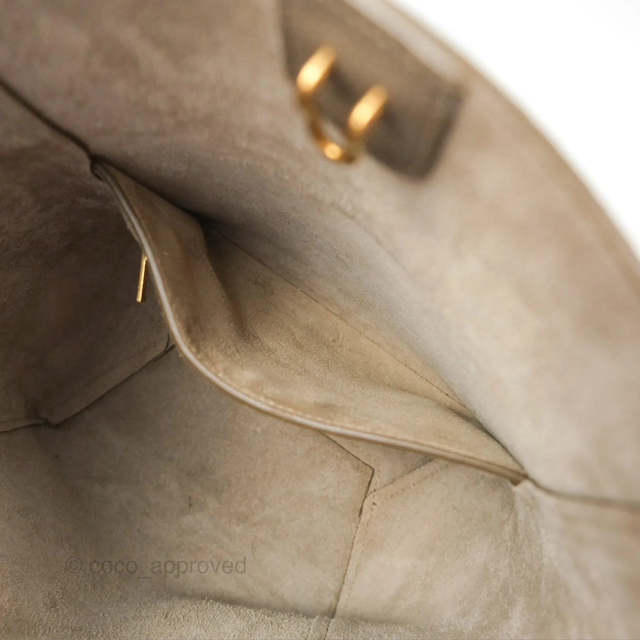Celine Small Sangle Bucket Bag Taupe Grained Calfskin Gold Hardware