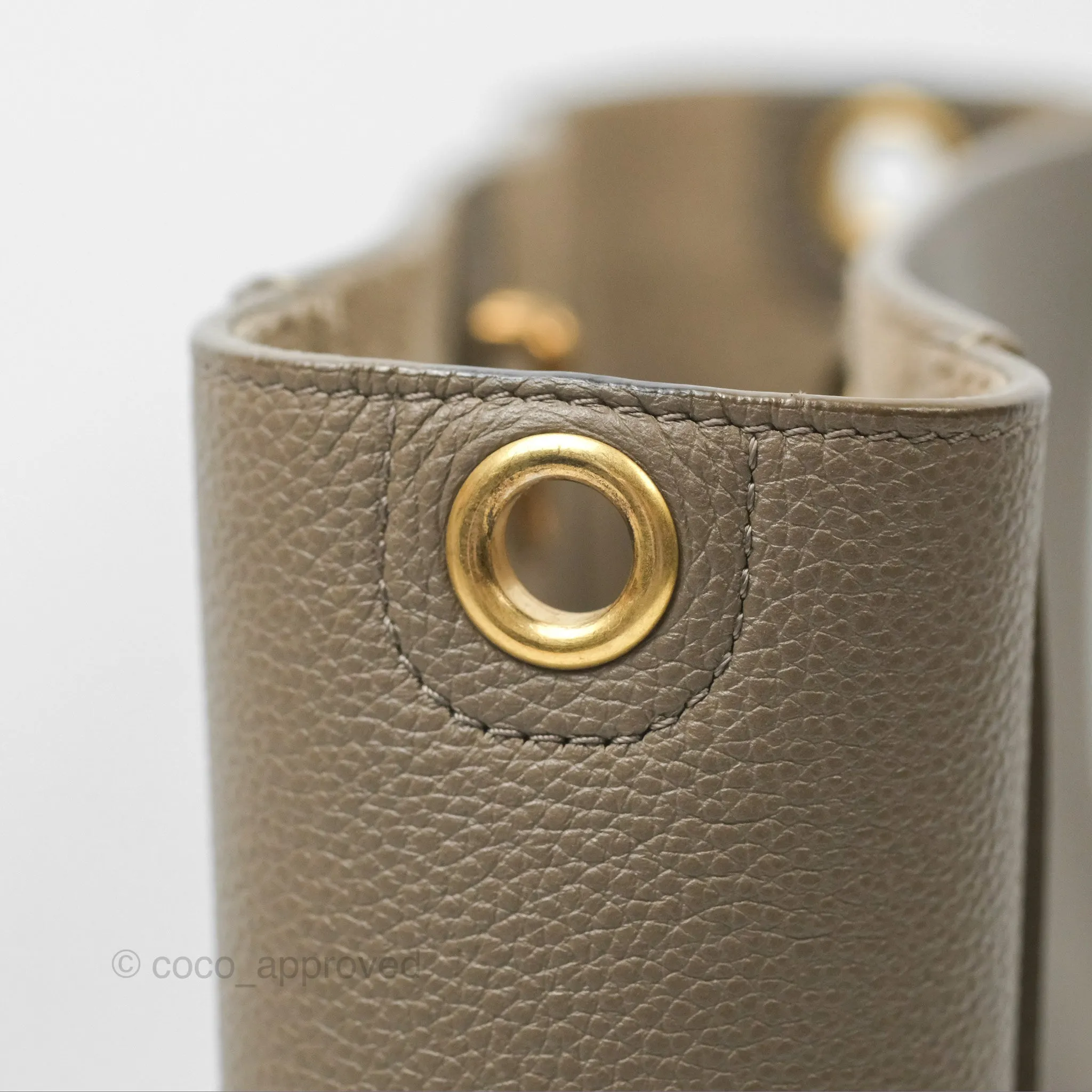 Celine Small Sangle Bucket Bag Taupe Grained Calfskin Gold Hardware