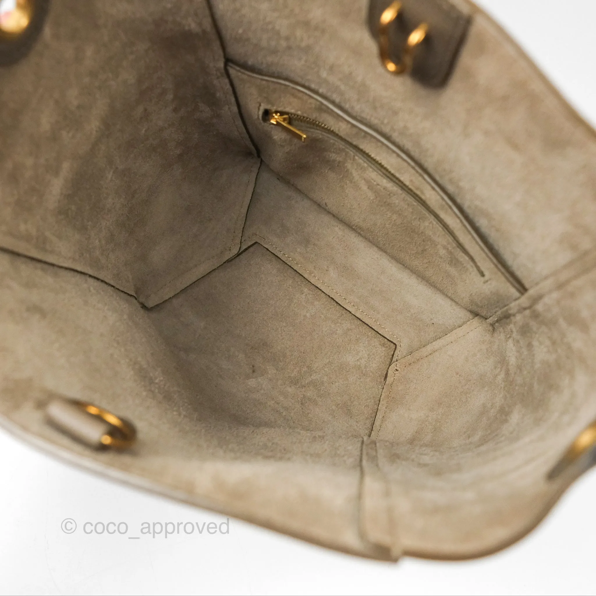 Celine Small Sangle Bucket Bag Taupe Grained Calfskin Gold Hardware