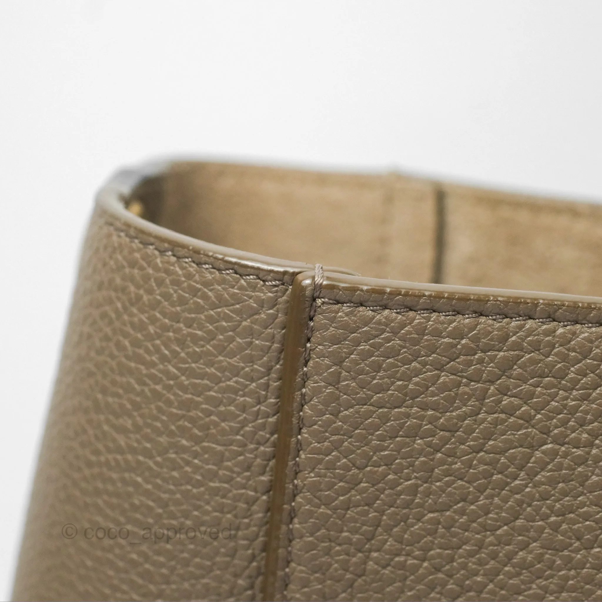 Celine Small Sangle Bucket Bag Taupe Grained Calfskin Gold Hardware