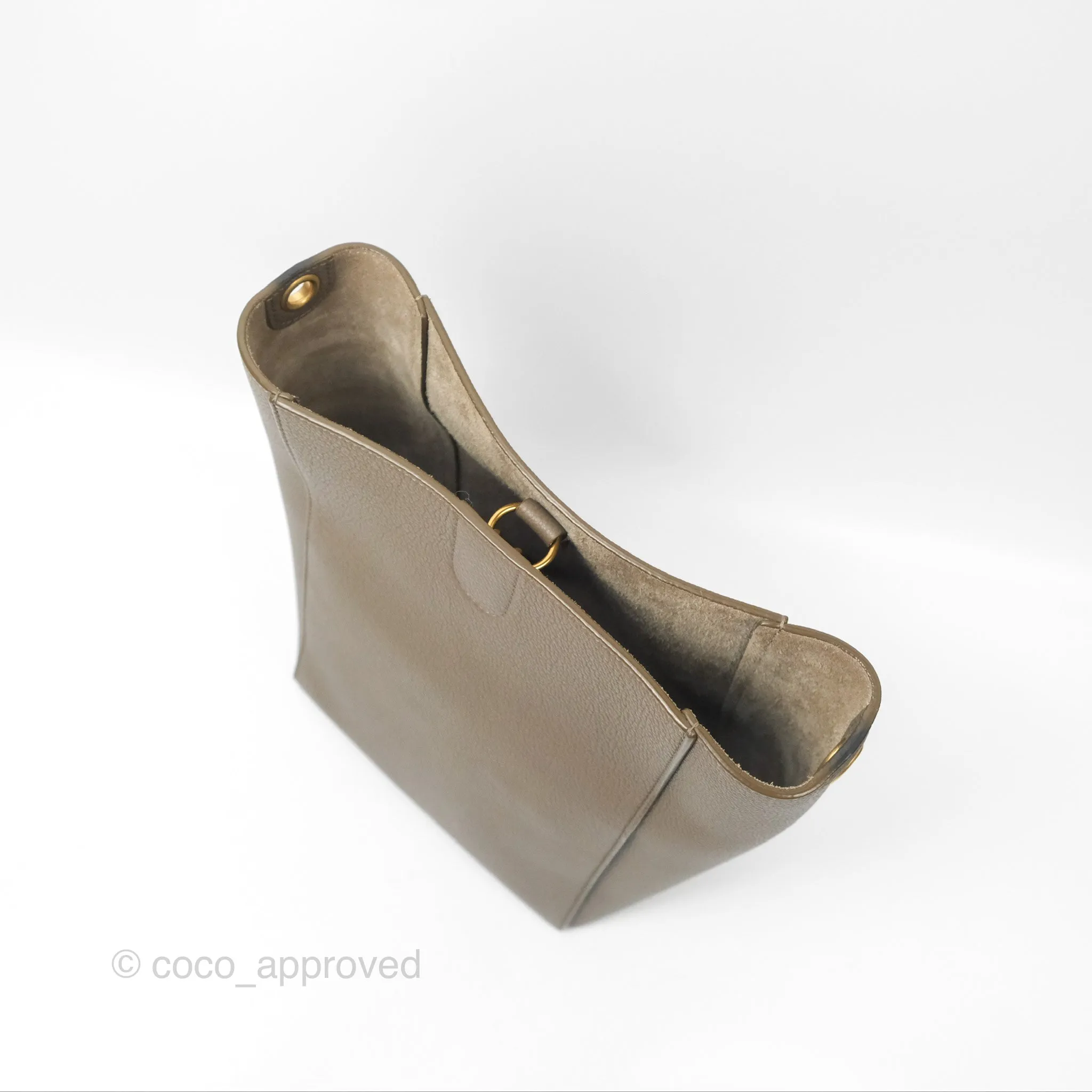 Celine Small Sangle Bucket Bag Taupe Grained Calfskin Gold Hardware