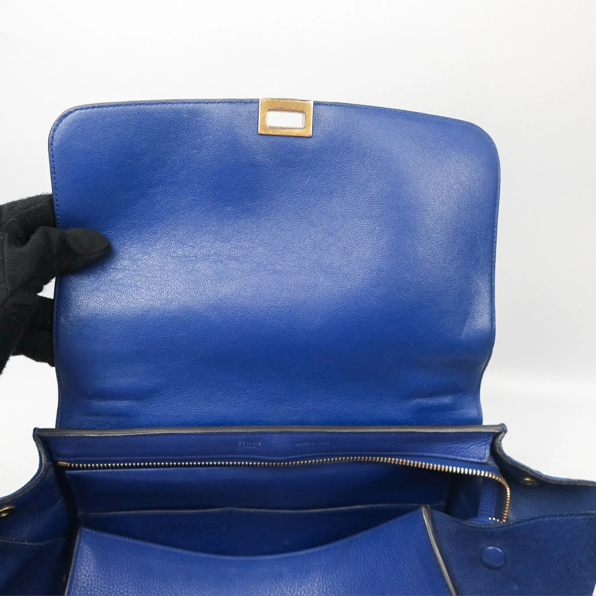 Celine Small Sleek Trapeze Blue Calfskin