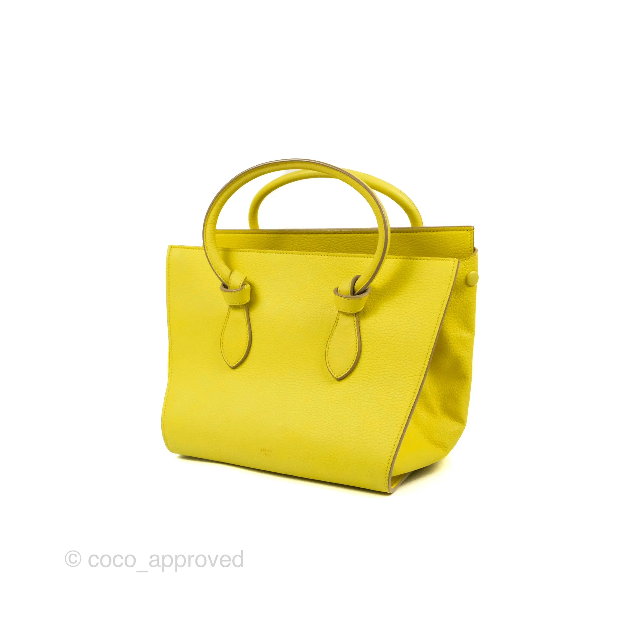 Celine Small Tie Knot Bag Yellow Grained Leather