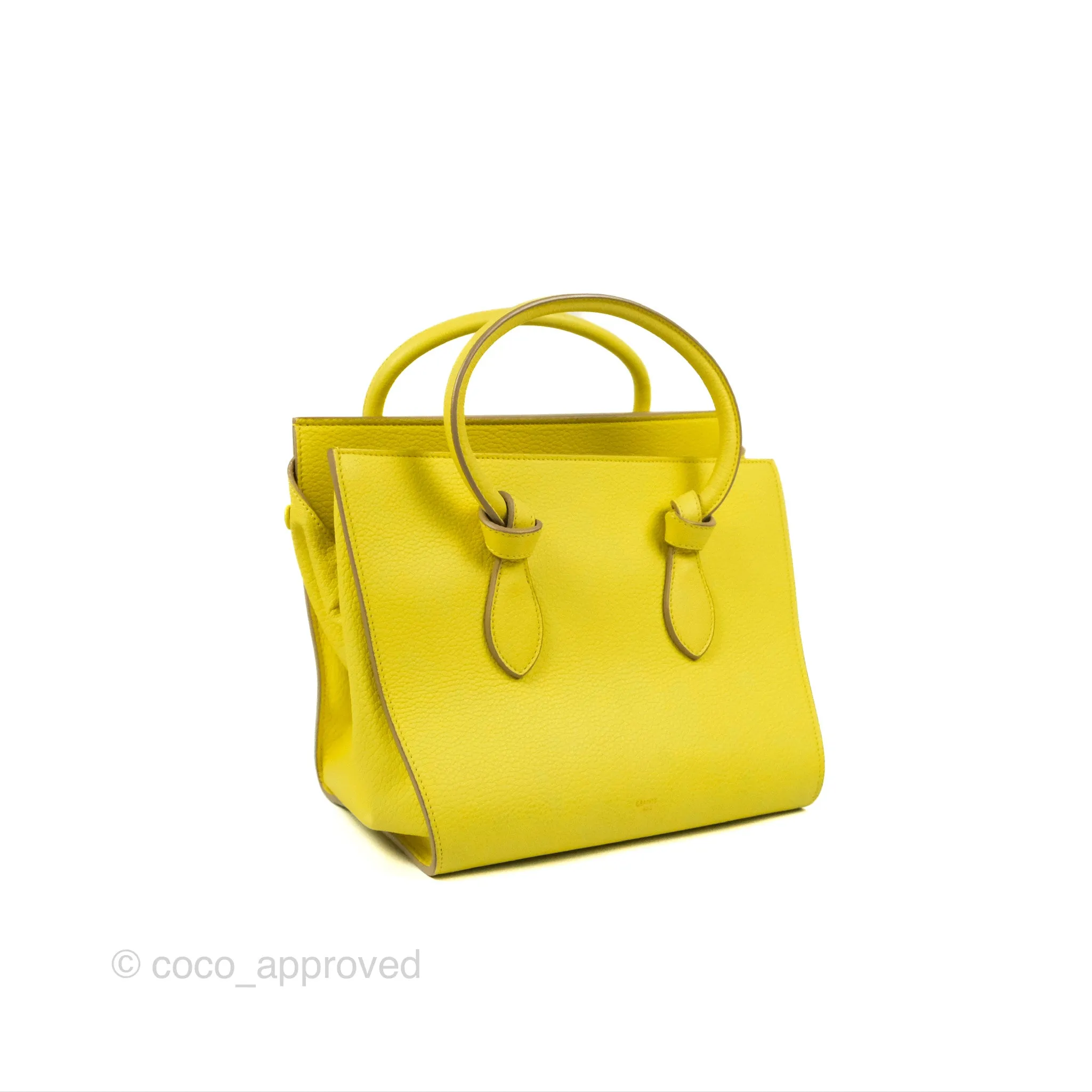 Celine Small Tie Knot Bag Yellow Grained Leather