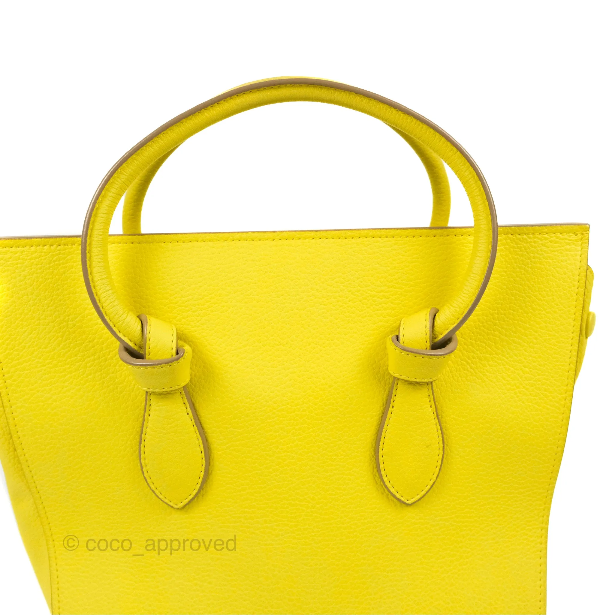 Celine Small Tie Knot Bag Yellow Grained Leather