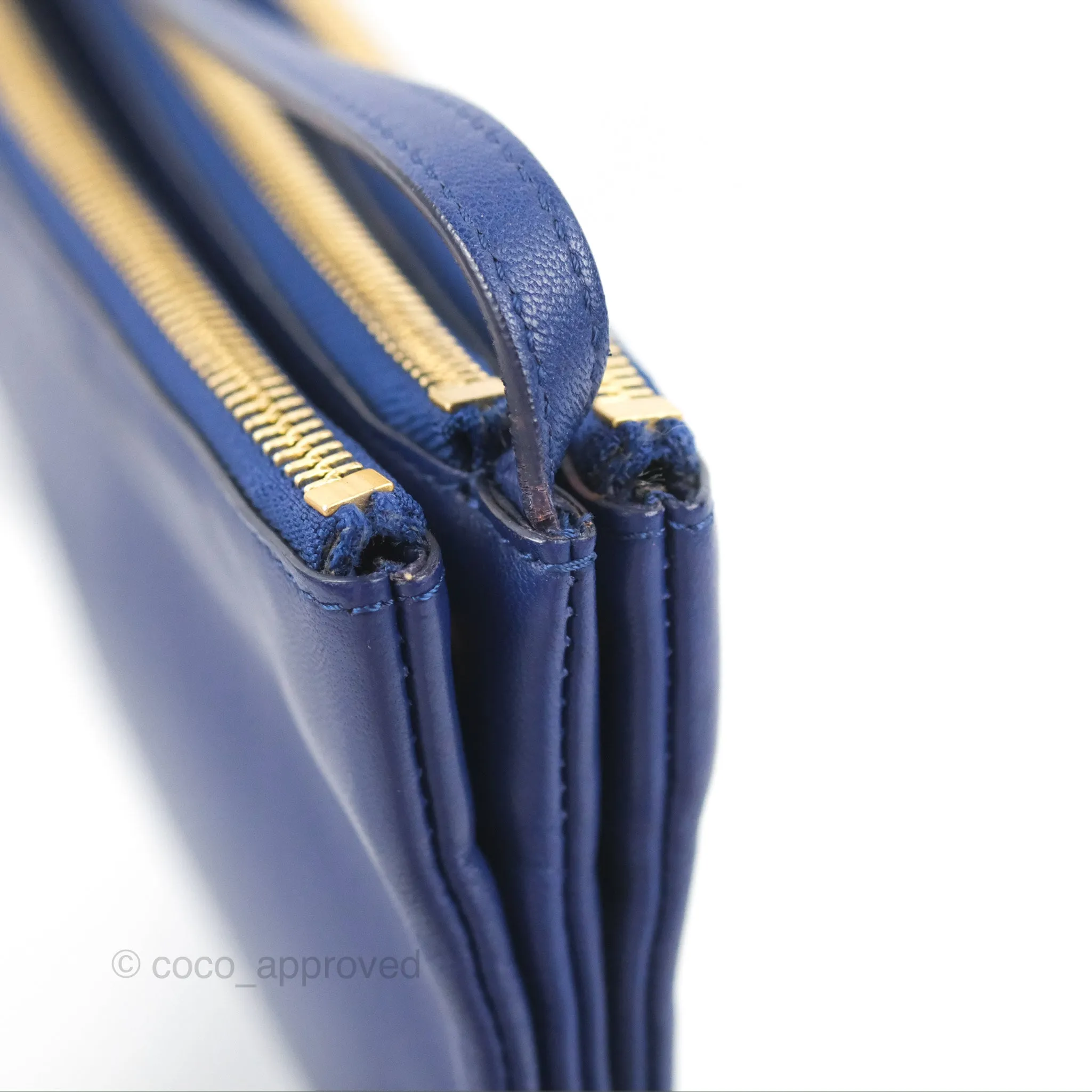 Celine Small Trio Crossbody Bag Dark Blue Lambskin Gold Hardware
