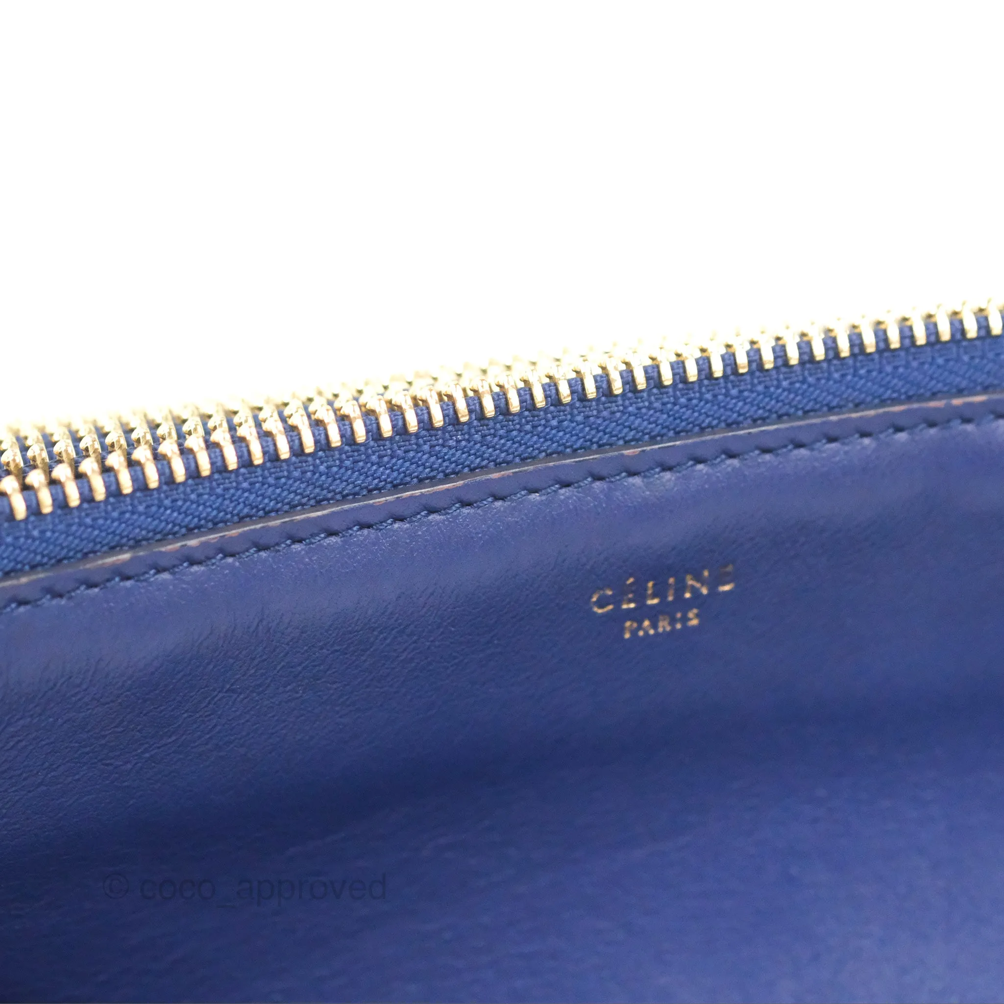 Celine Small Trio Crossbody Bag Dark Blue Lambskin Gold Hardware