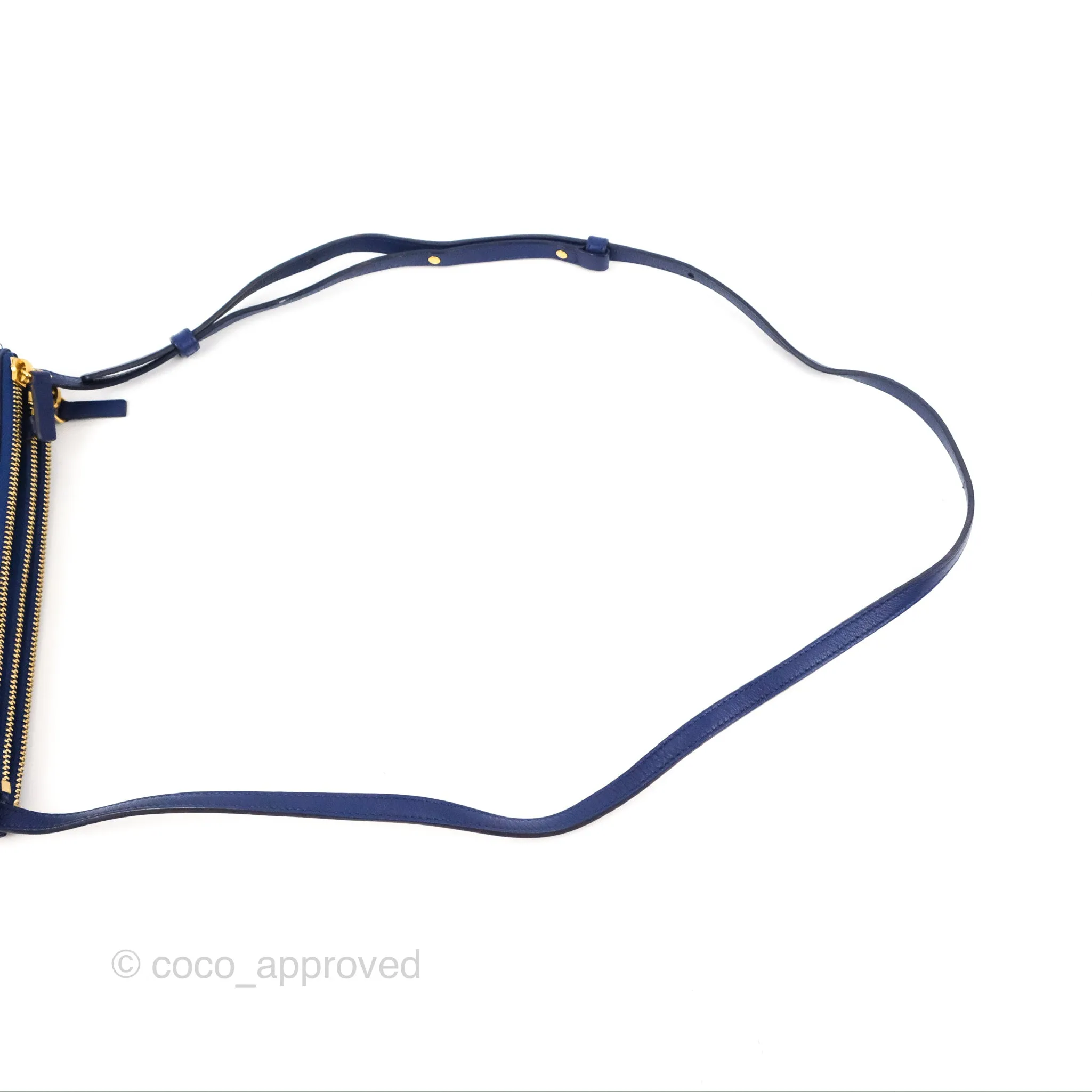 Celine Small Trio Crossbody Bag Dark Blue Lambskin Gold Hardware