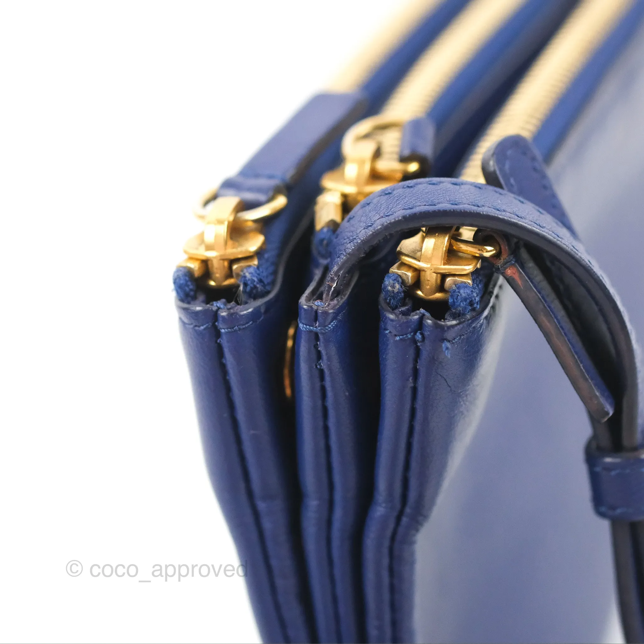 Celine Small Trio Crossbody Bag Dark Blue Lambskin Gold Hardware