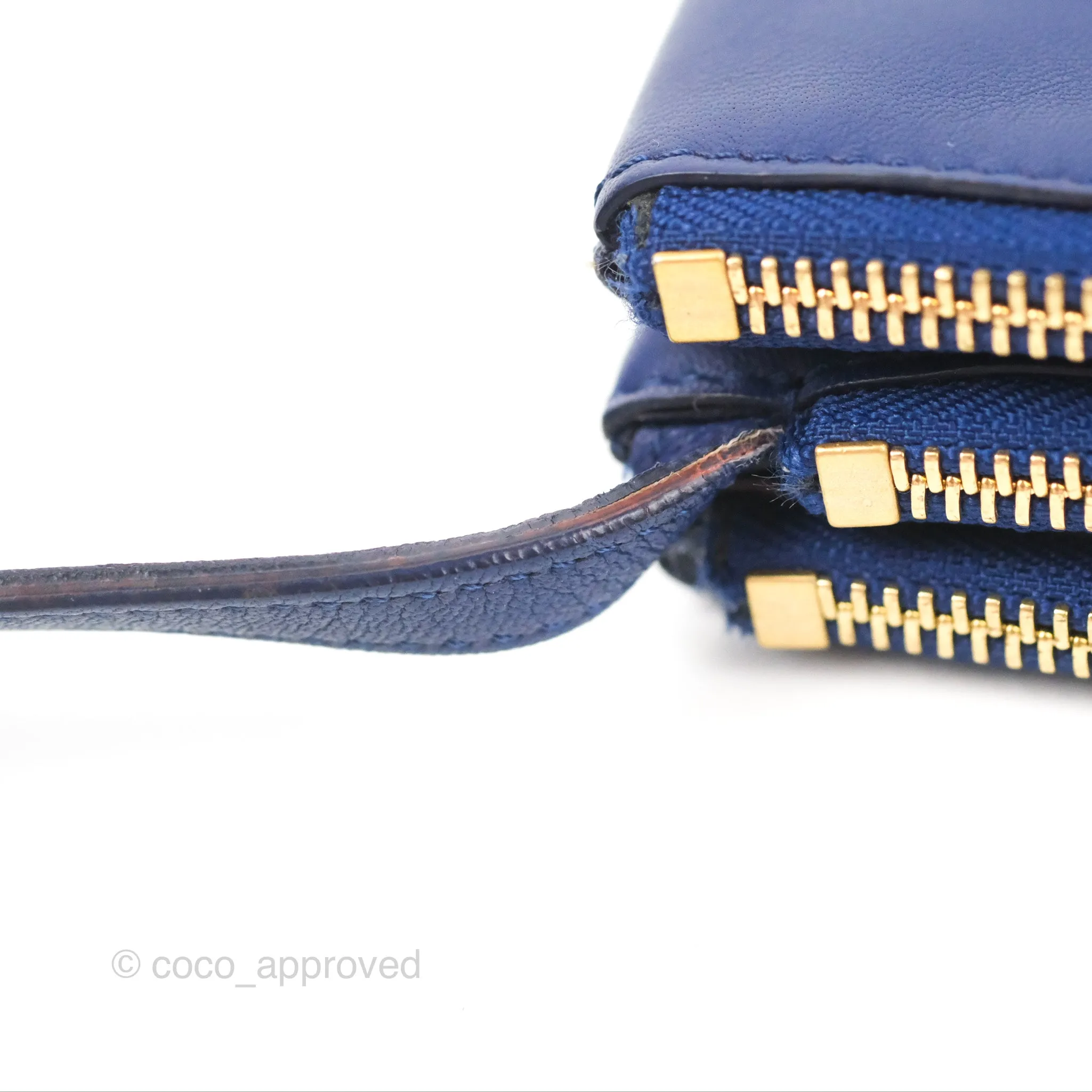 Celine Small Trio Crossbody Bag Dark Blue Lambskin Gold Hardware