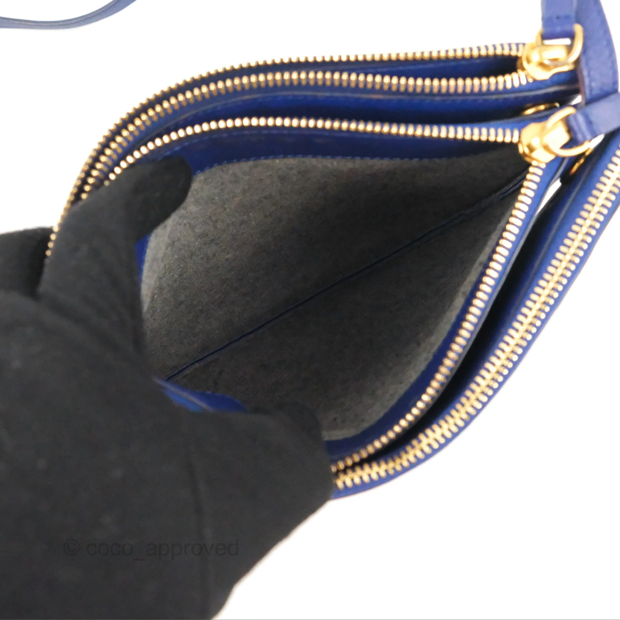 Celine Small Trio Crossbody Bag Dark Blue Lambskin Gold Hardware