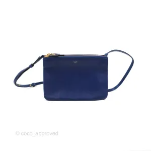 Celine Small Trio Crossbody Bag Dark Blue Lambskin Gold Hardware