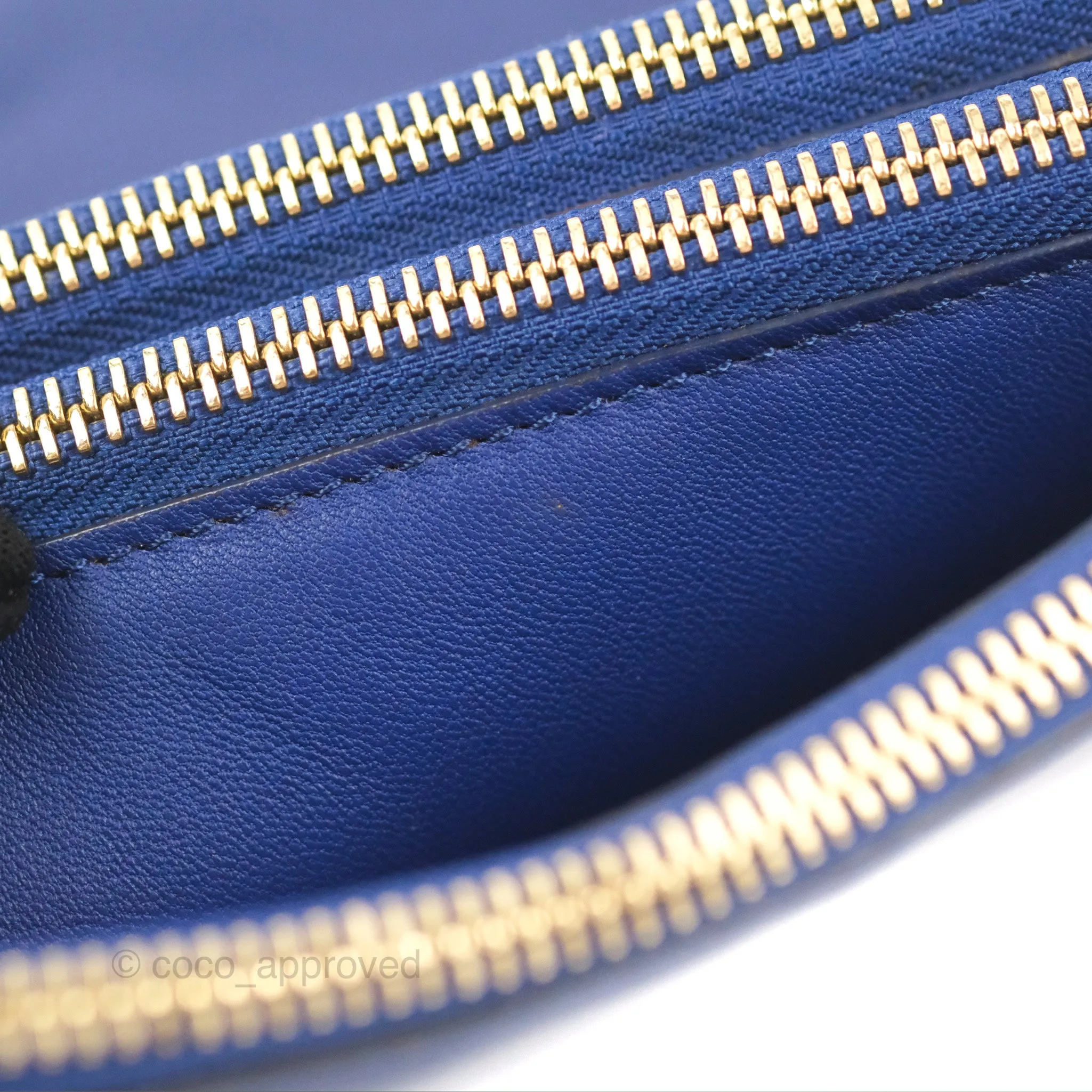 Celine Small Trio Crossbody Bag Dark Blue Lambskin Gold Hardware