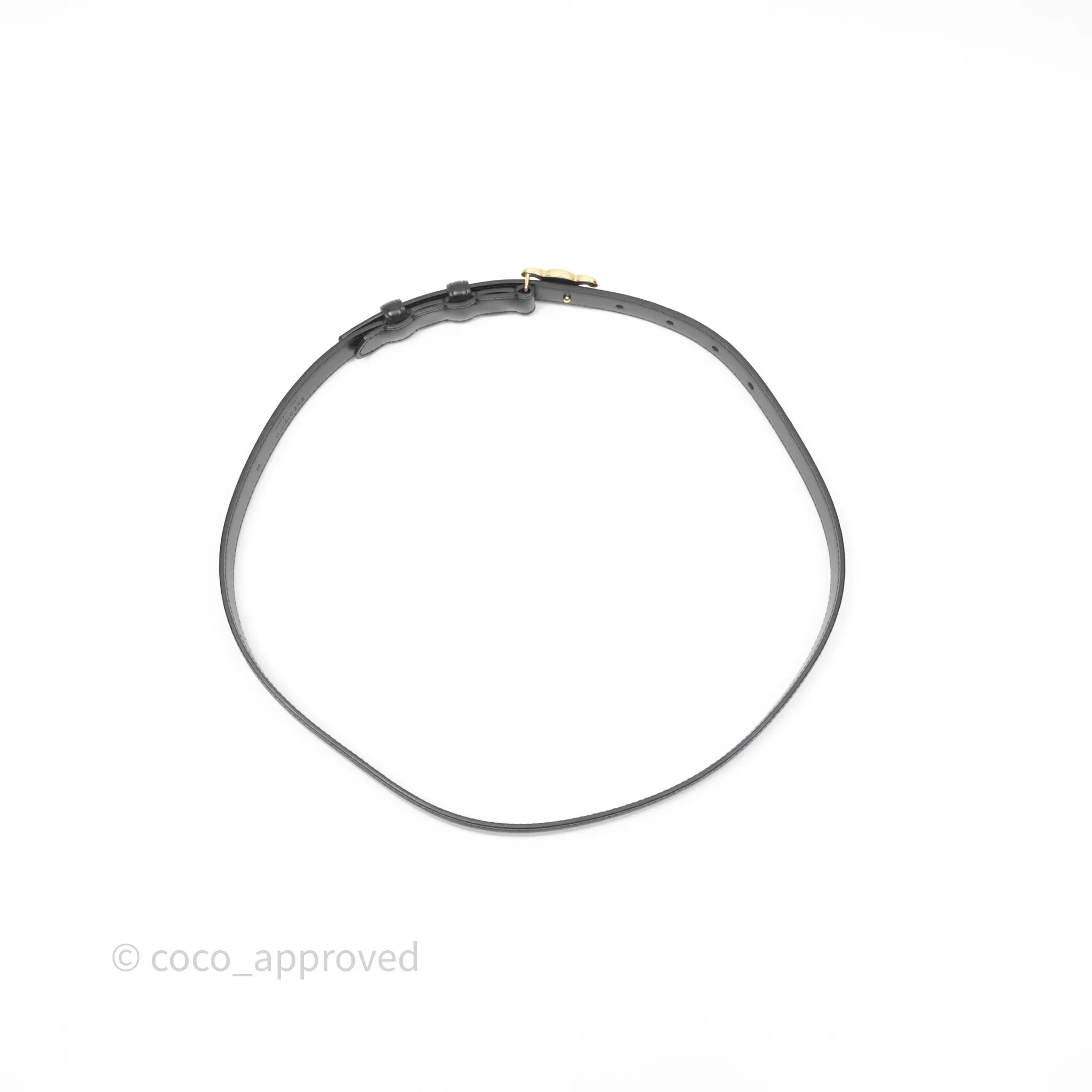 Celine Small Triomphe Belt in Taurillon Leather Black Gold Hardware Size 75