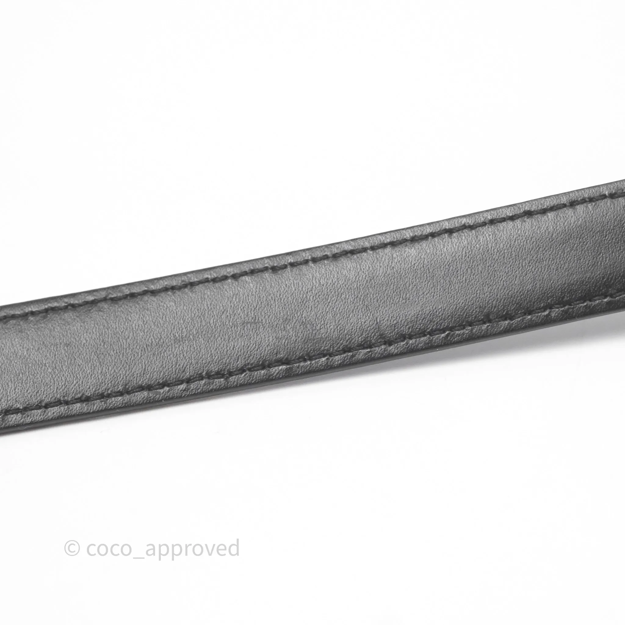 Celine Small Triomphe Belt in Taurillon Leather Black Gold Hardware Size 75