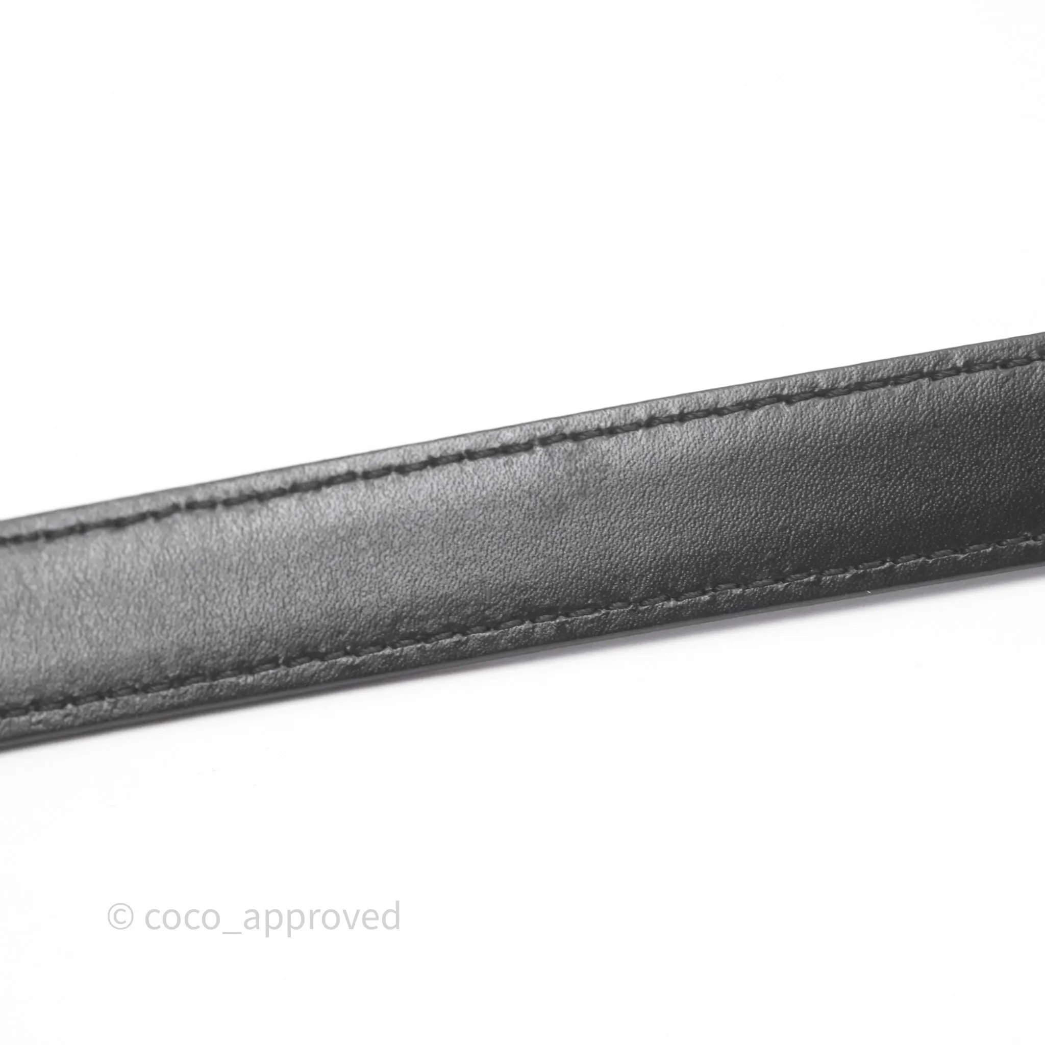 Celine Small Triomphe Belt in Taurillon Leather Black Gold Hardware Size 75