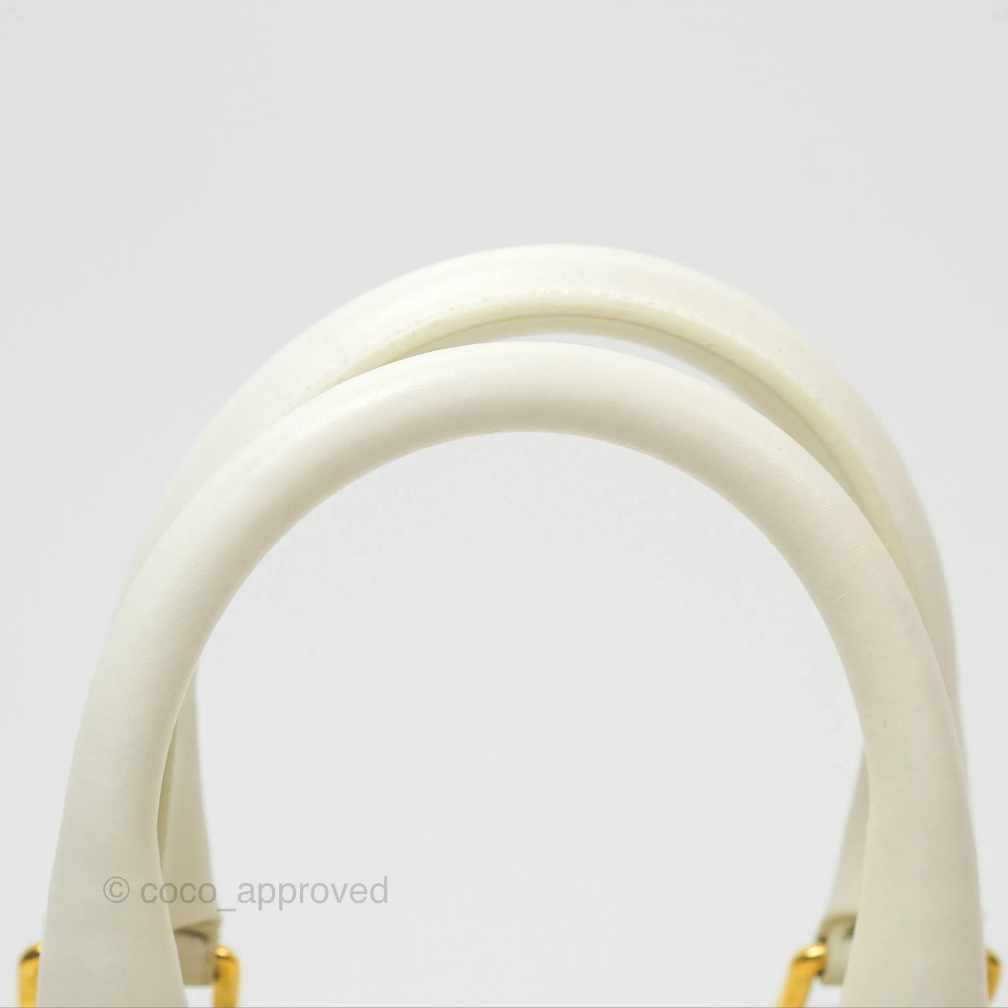 Celine Small Triomphe Canvas Boston Bag White Calfskin