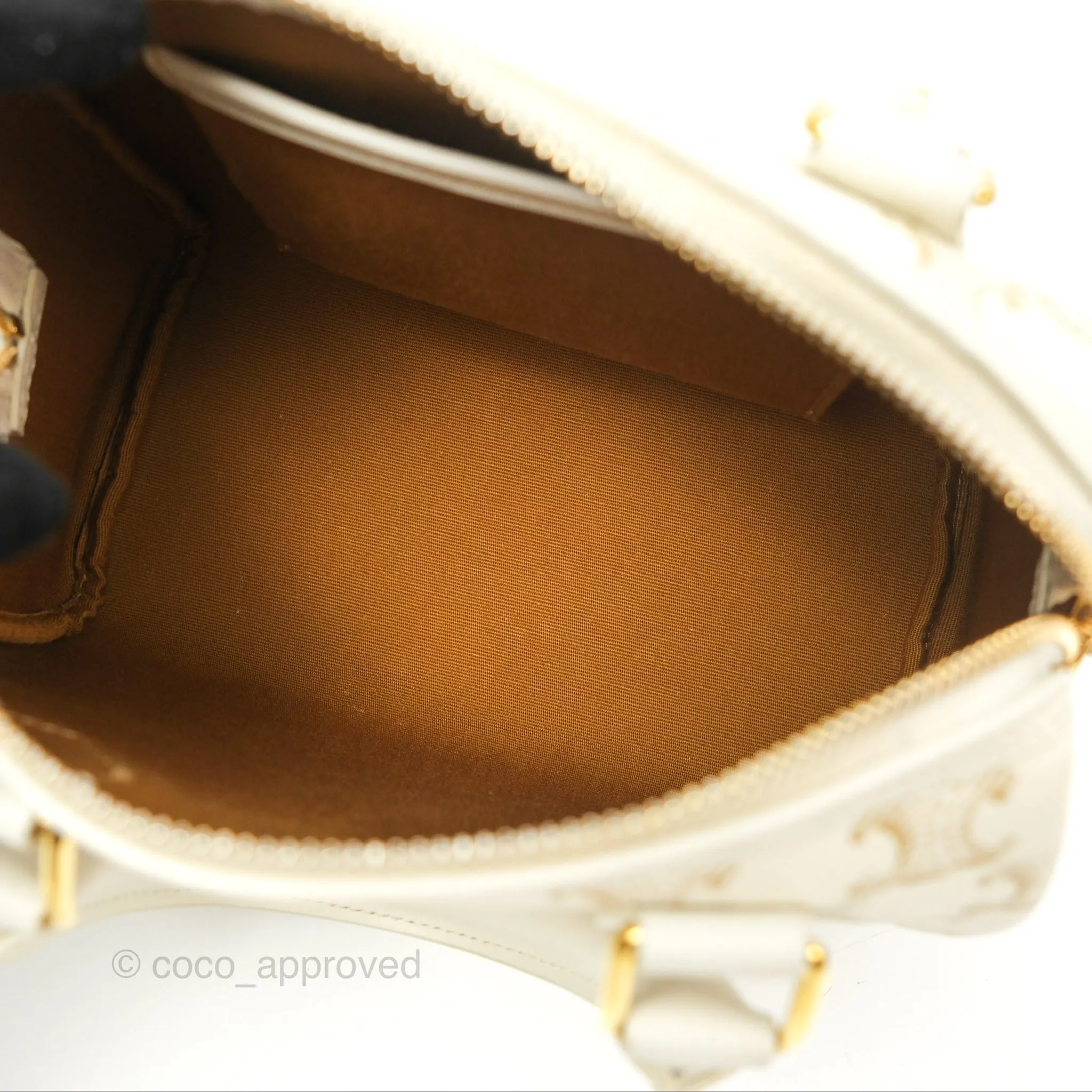 Celine Small Triomphe Canvas Boston Bag White Calfskin