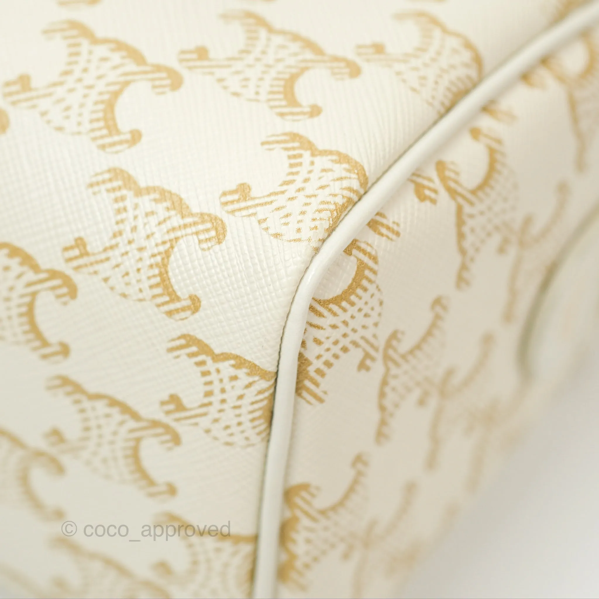 Celine Small Triomphe Canvas Boston Bag White Calfskin