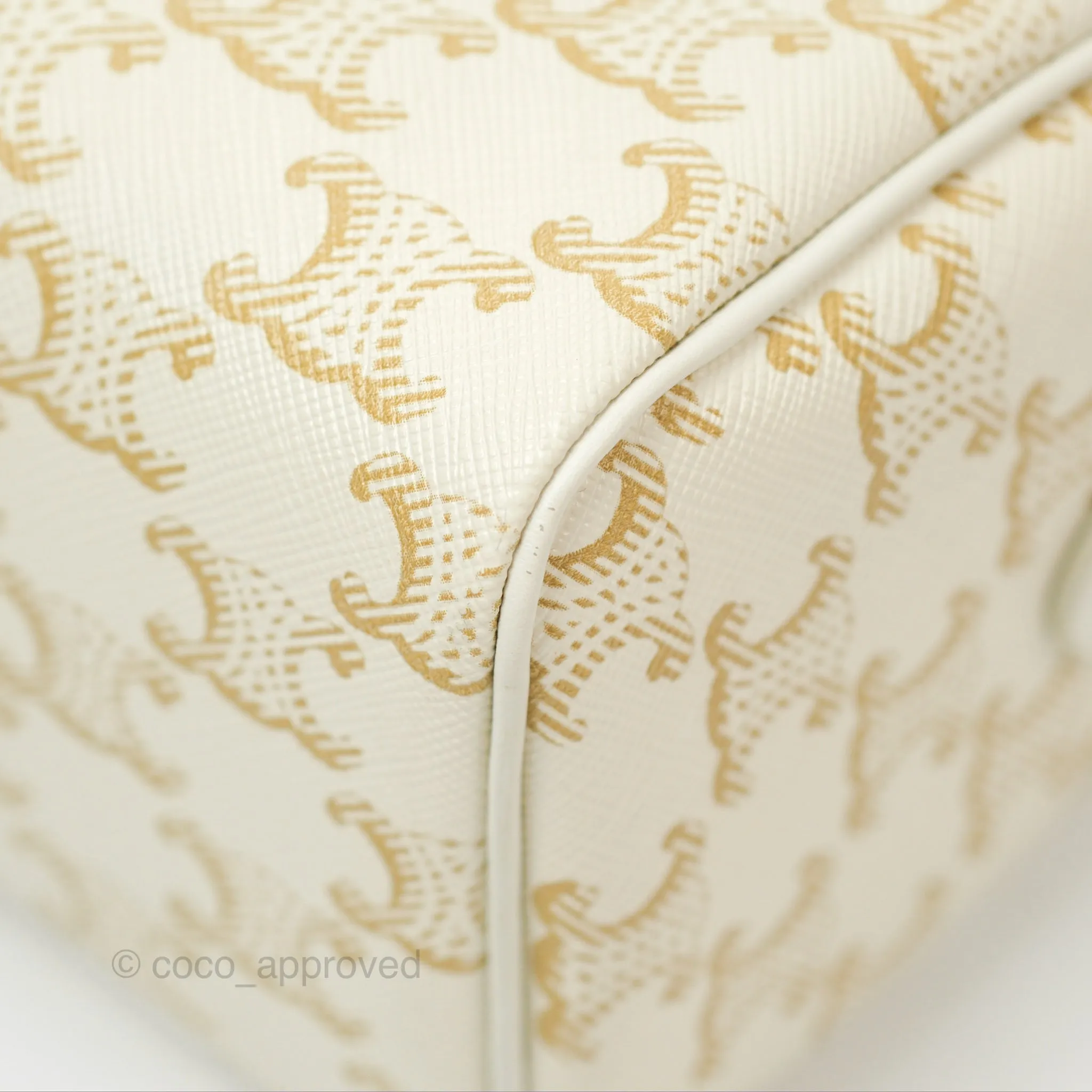 Celine Small Triomphe Canvas Boston Bag White Calfskin