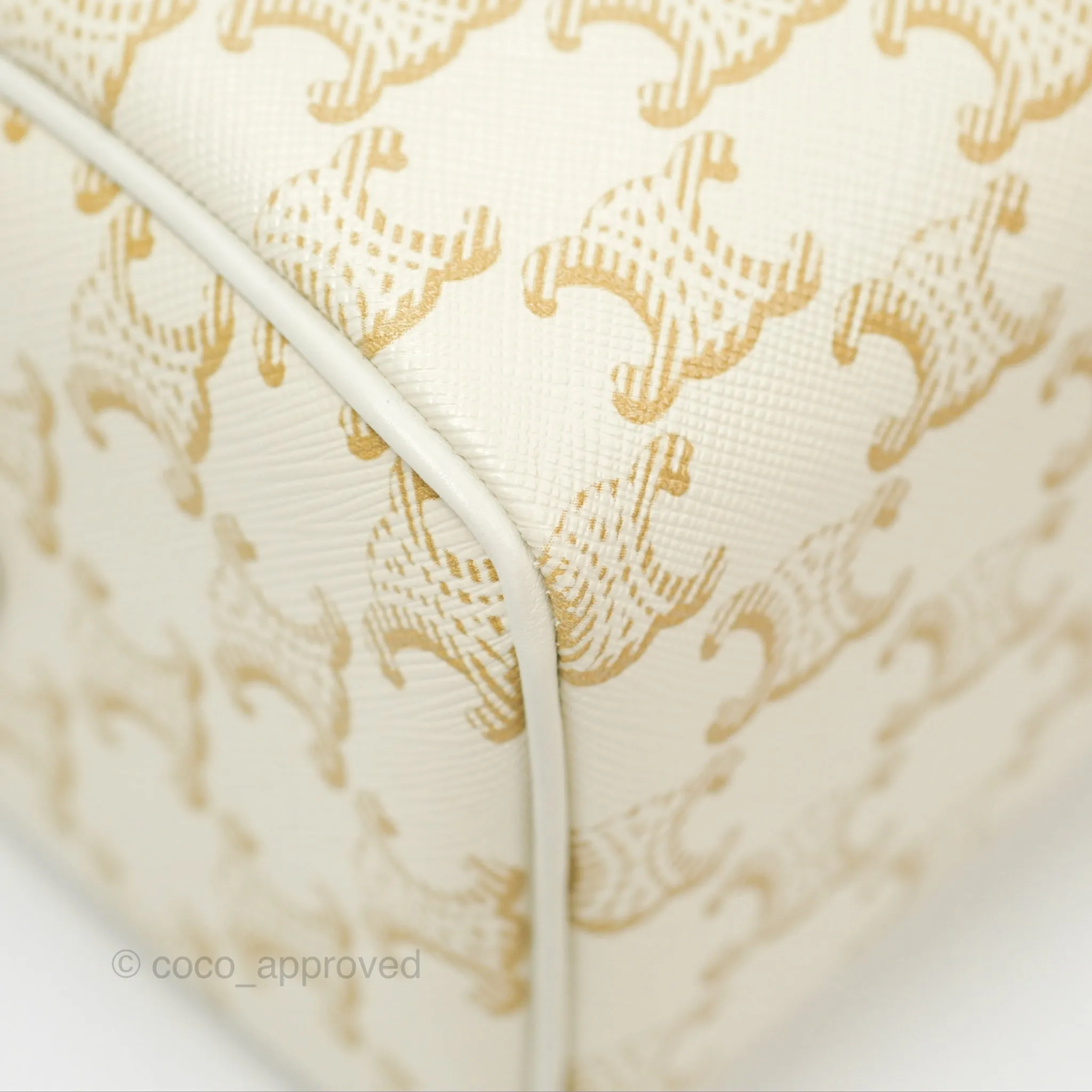 Celine Small Triomphe Canvas Boston Bag White Calfskin