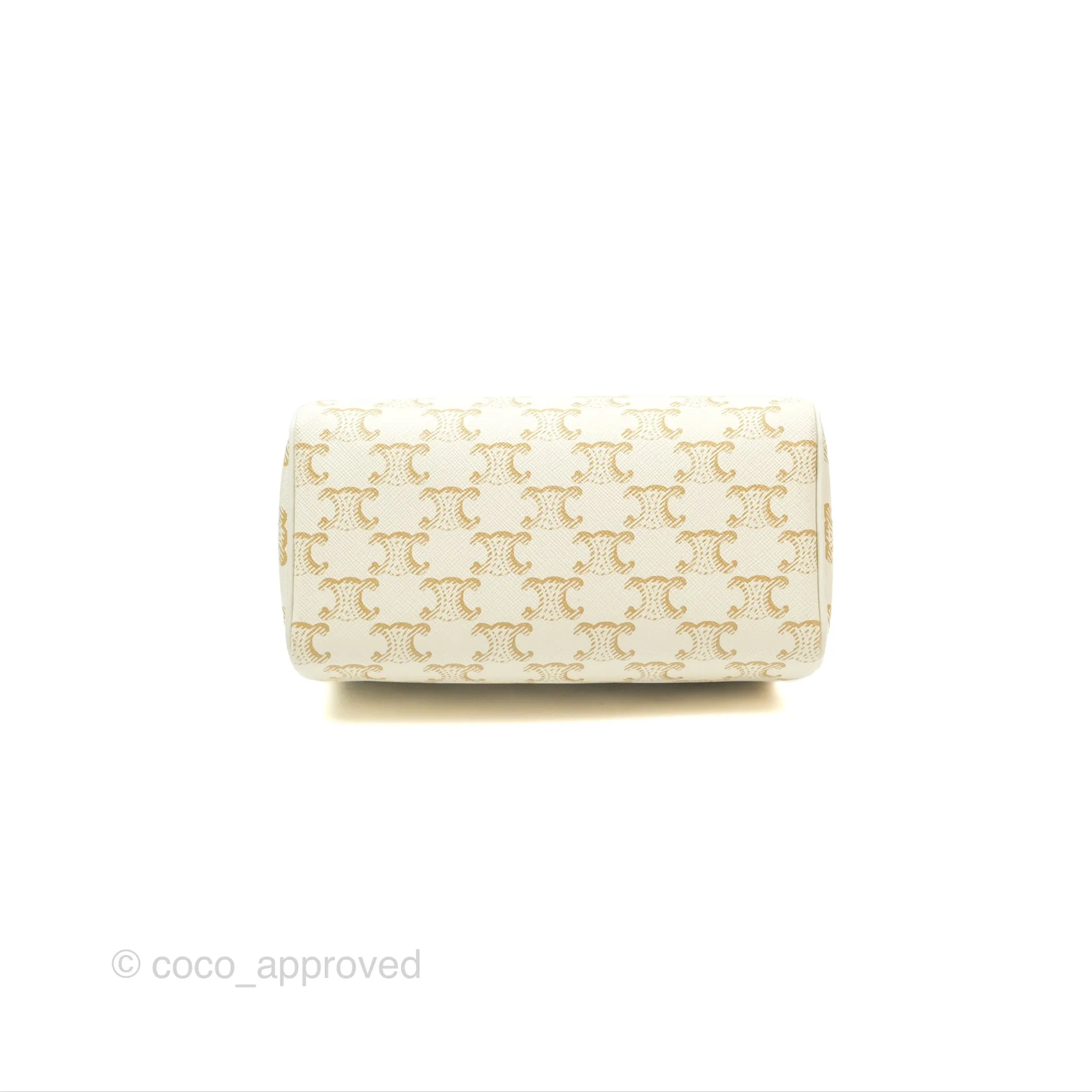 Celine Small Triomphe Canvas Boston Bag White Calfskin