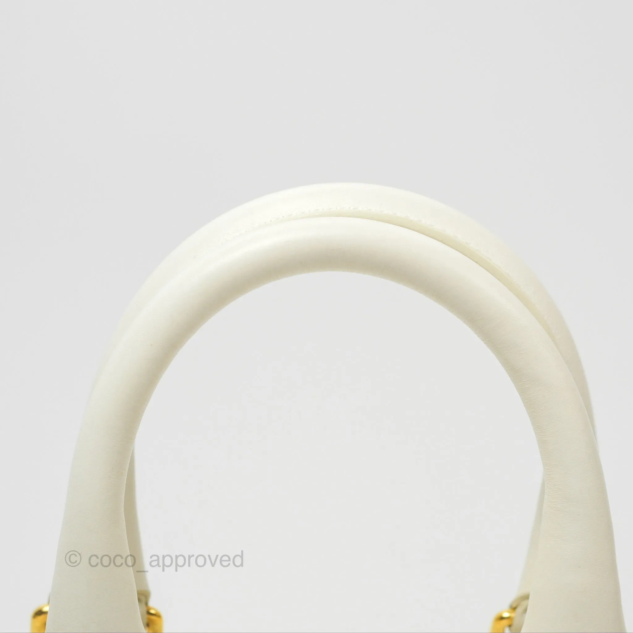 Celine Small Triomphe Canvas Boston Bag White Calfskin