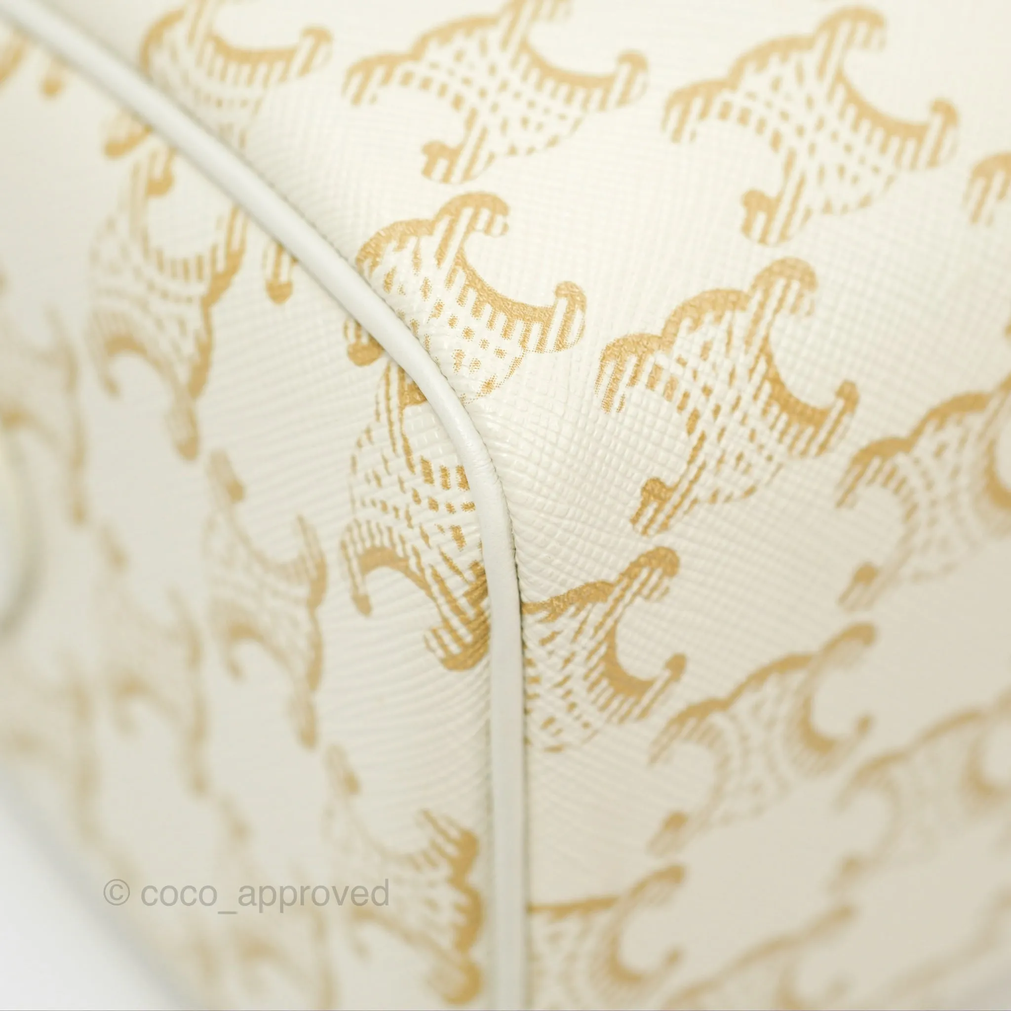 Celine Small Triomphe Canvas Boston Bag White Calfskin