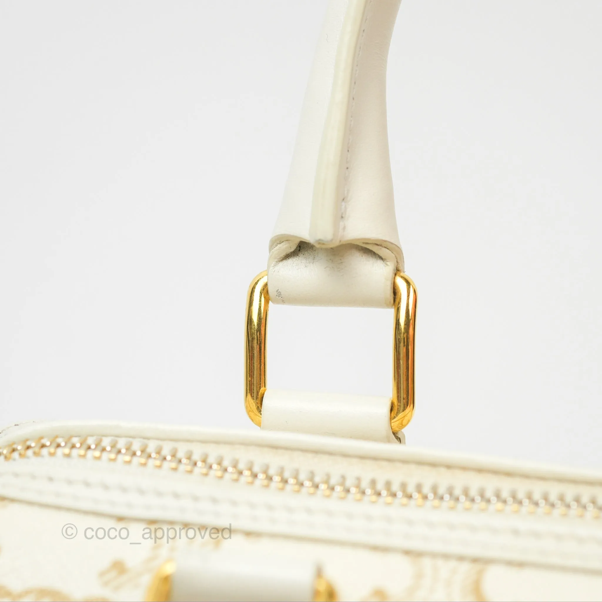Celine Small Triomphe Canvas Boston Bag White Calfskin