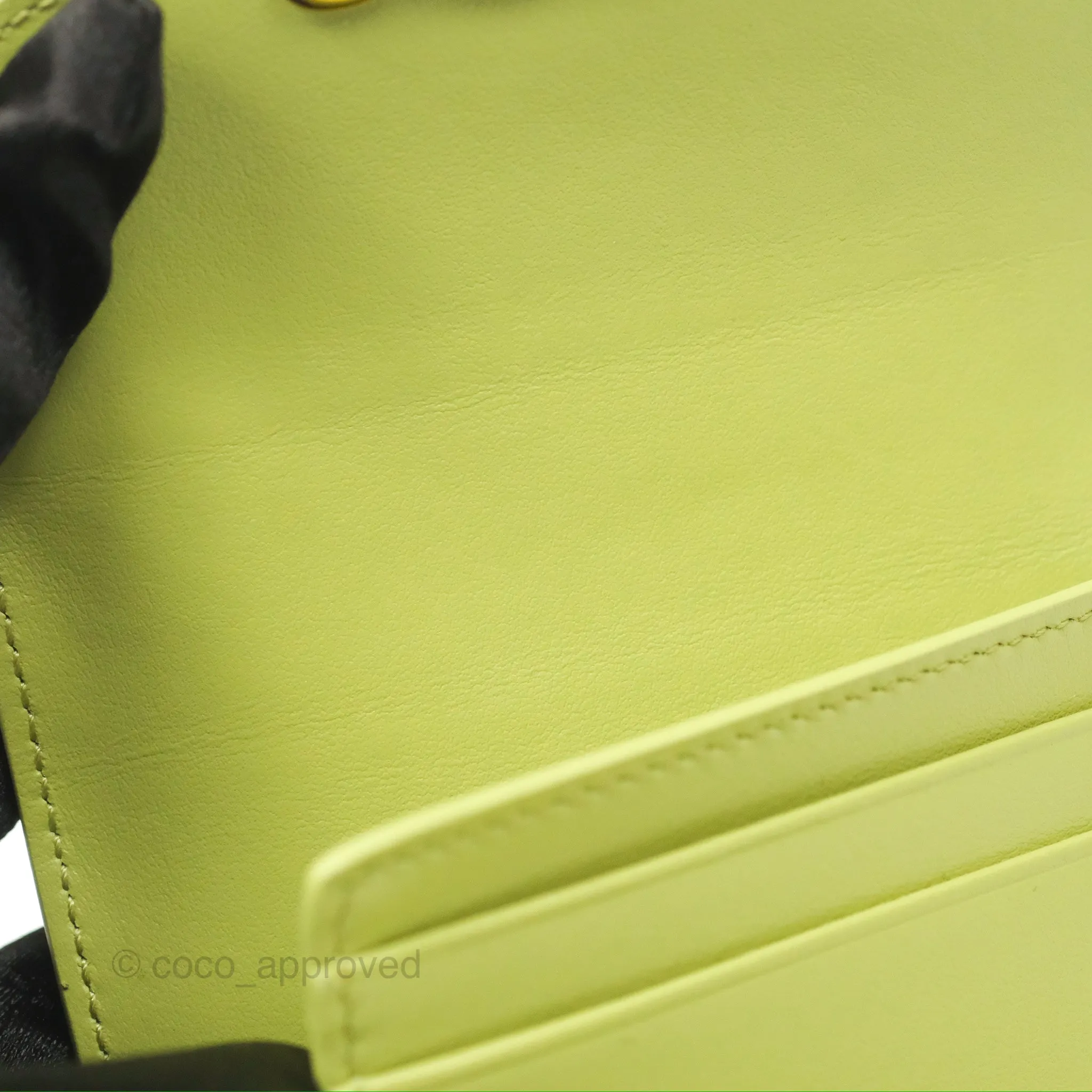 Celine Small Triomphe Flap Wallet Avocado Green Shiny Calfskin