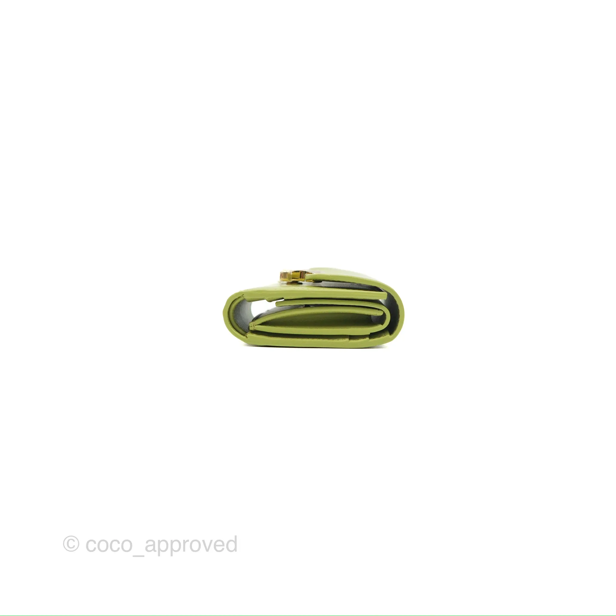 Celine Small Triomphe Flap Wallet Avocado Green Shiny Calfskin