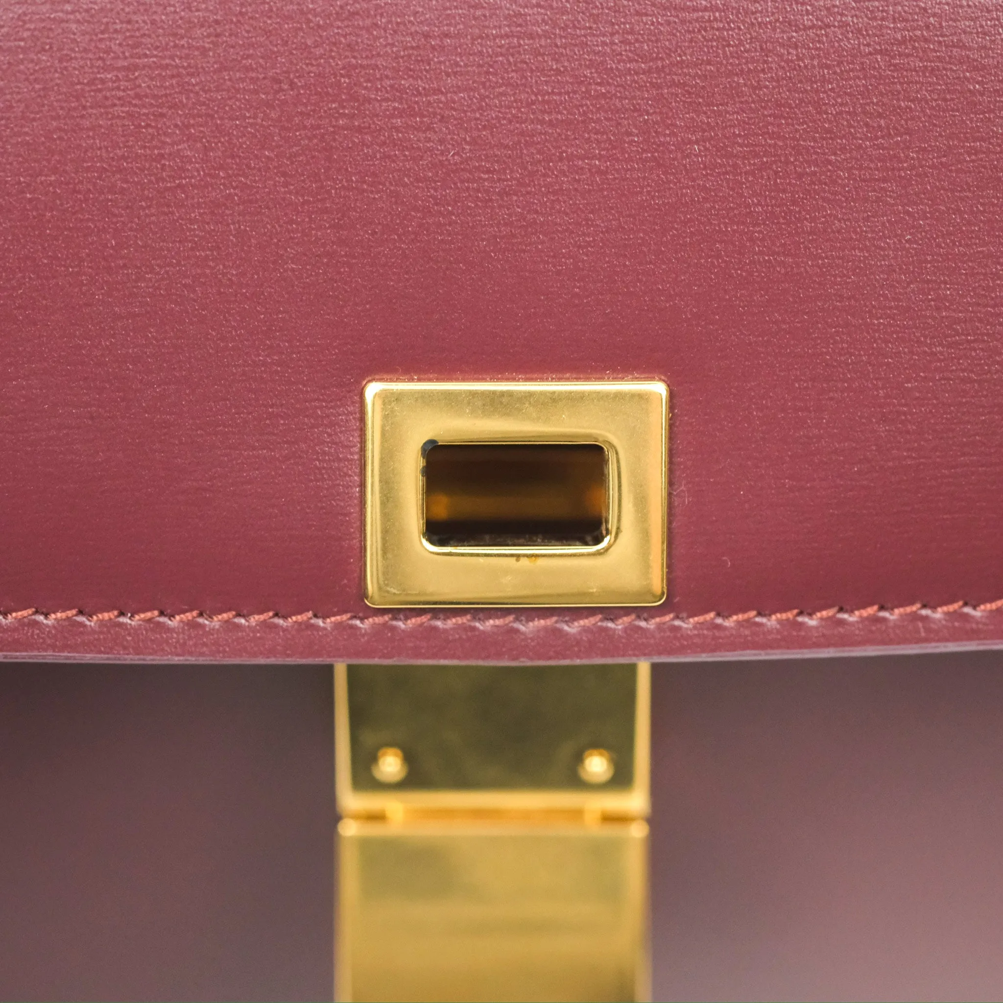 Celine Teen Classic Box Flap Burgundy Calfskin