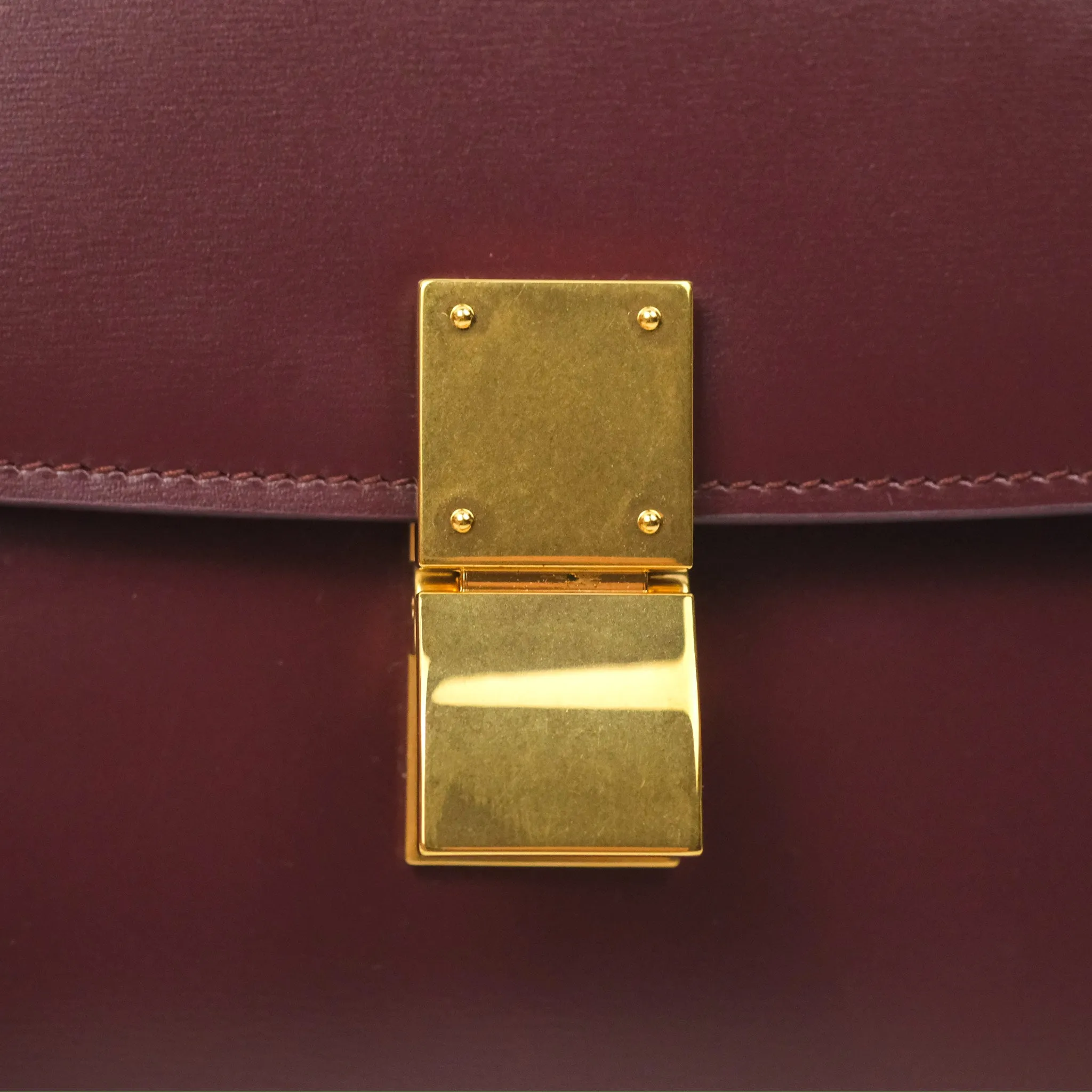 Celine Teen Classic Box Flap Burgundy Calfskin