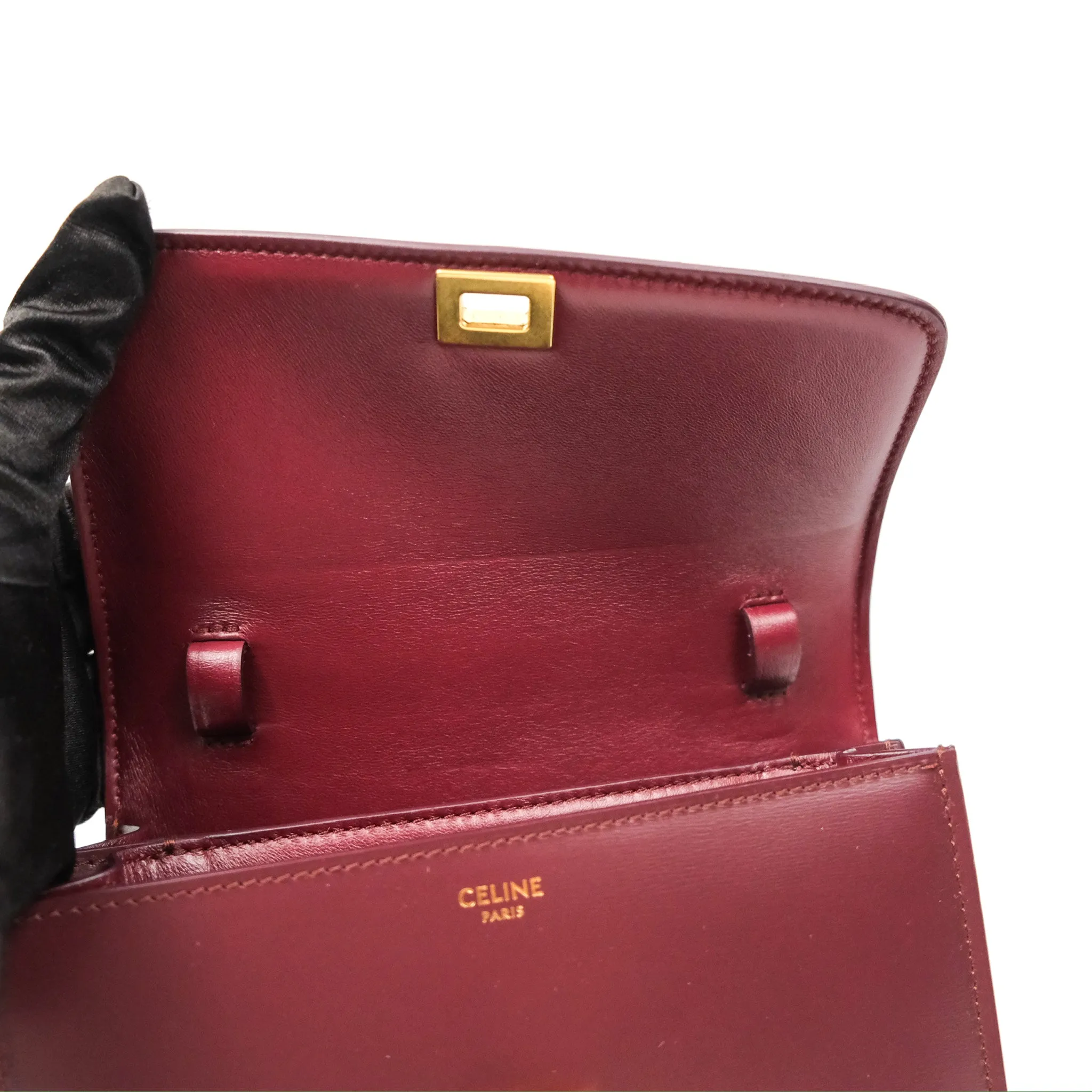 Celine Teen Classic Box Flap Burgundy Calfskin
