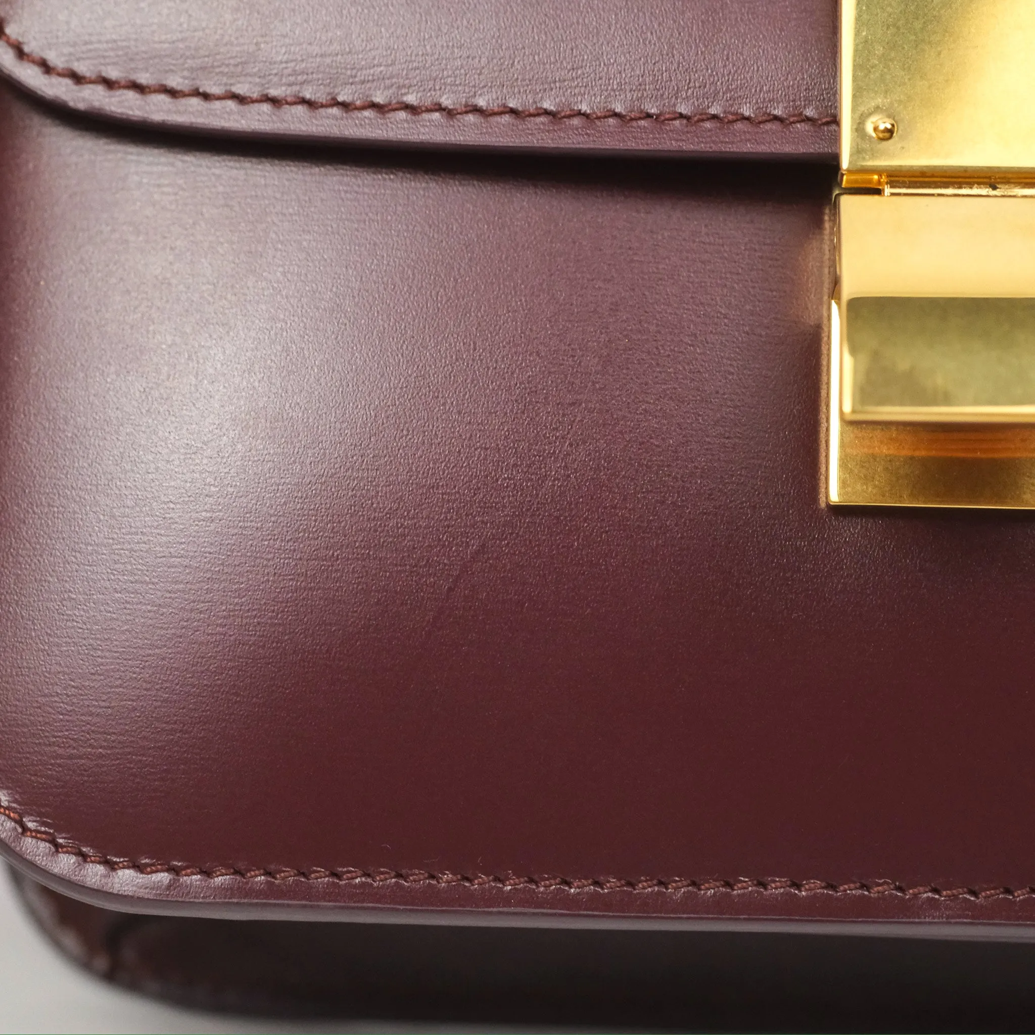 Celine Teen Classic Box Flap Burgundy Calfskin