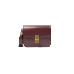 Celine Teen Classic Box Flap Burgundy Calfskin