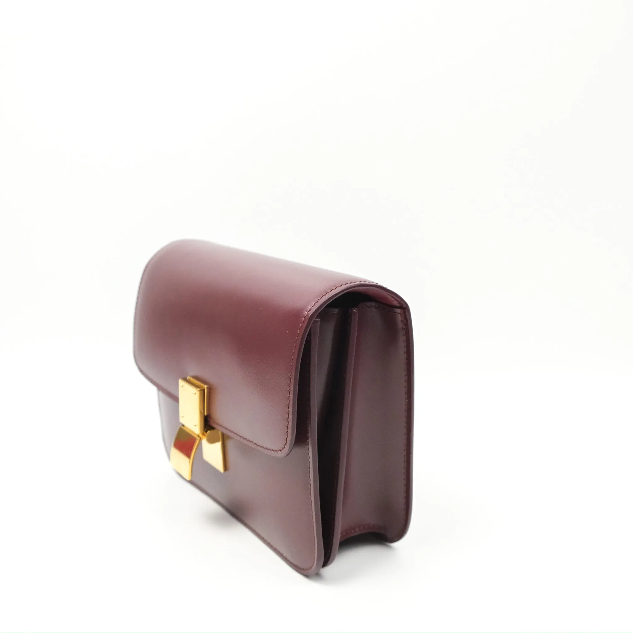 Celine Teen Classic Box Flap Burgundy Calfskin