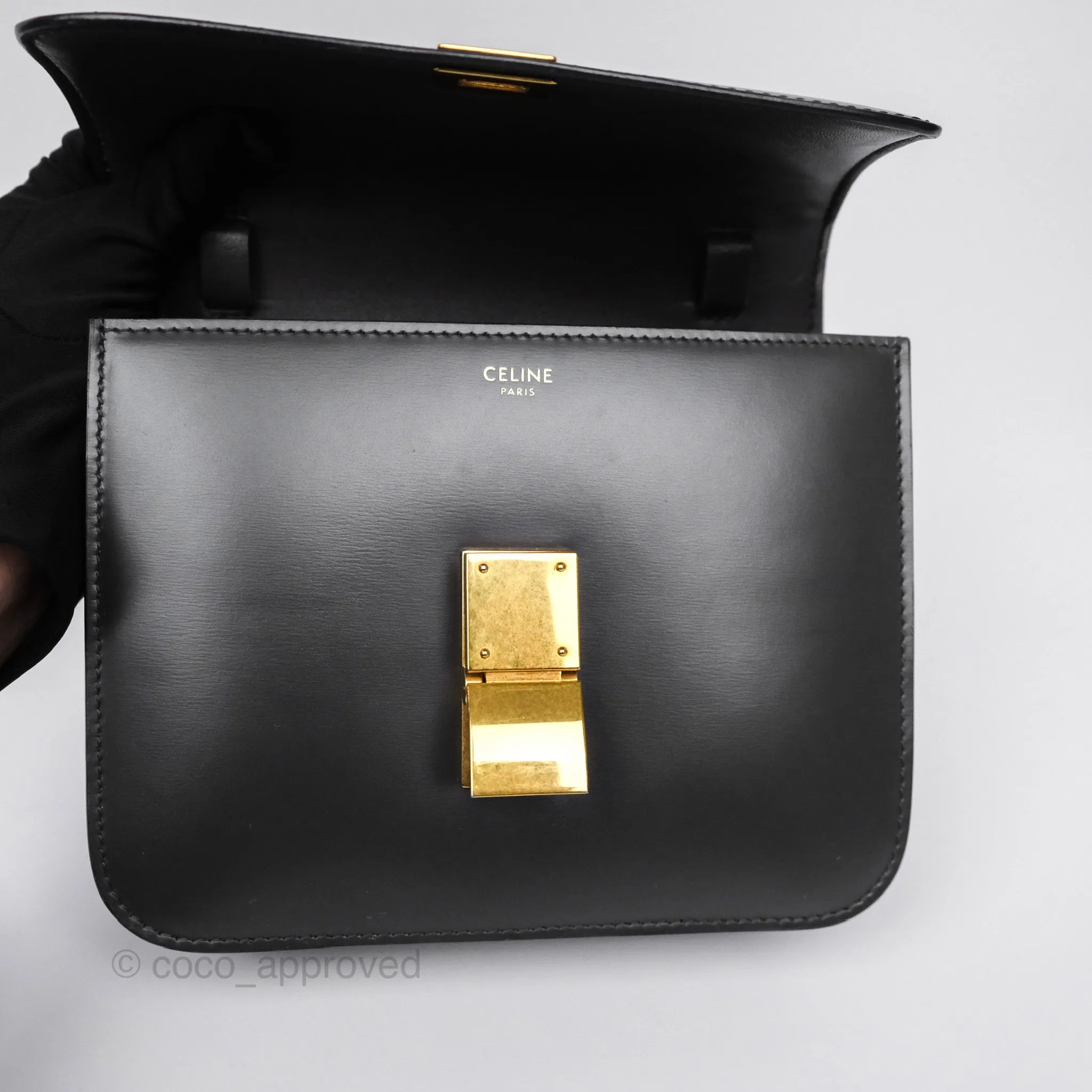 Celine Teen Classic Box Flap Dark Grey Box Calfskin