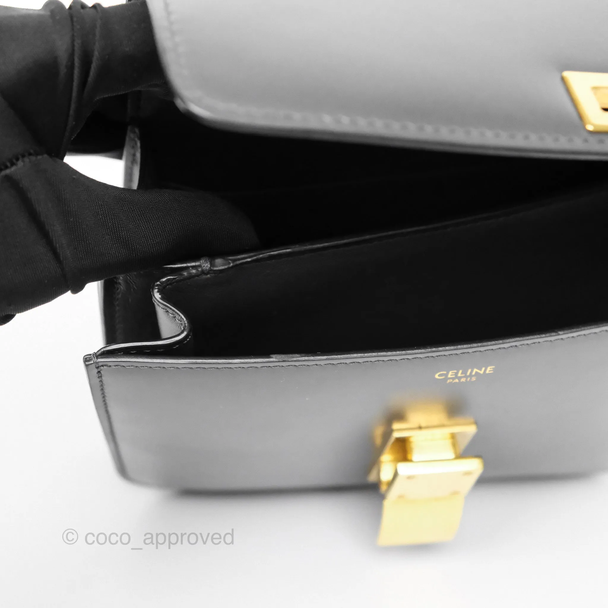 Celine Teen Classic Box Flap Dark Grey Box Calfskin