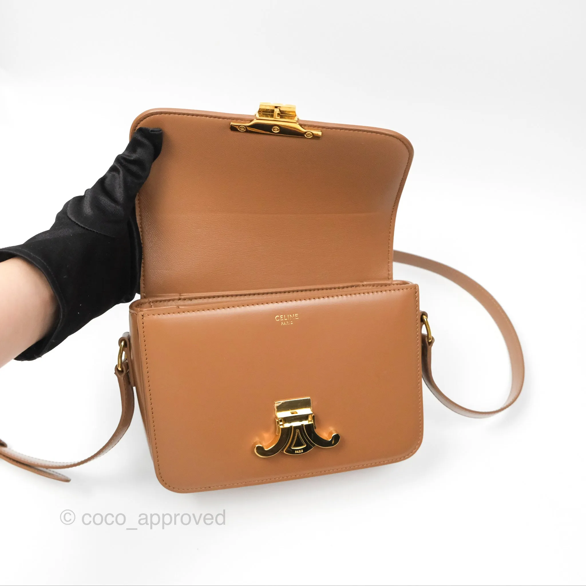 Celine Teen Triomphe Bag Shiny Calfskin Bronze