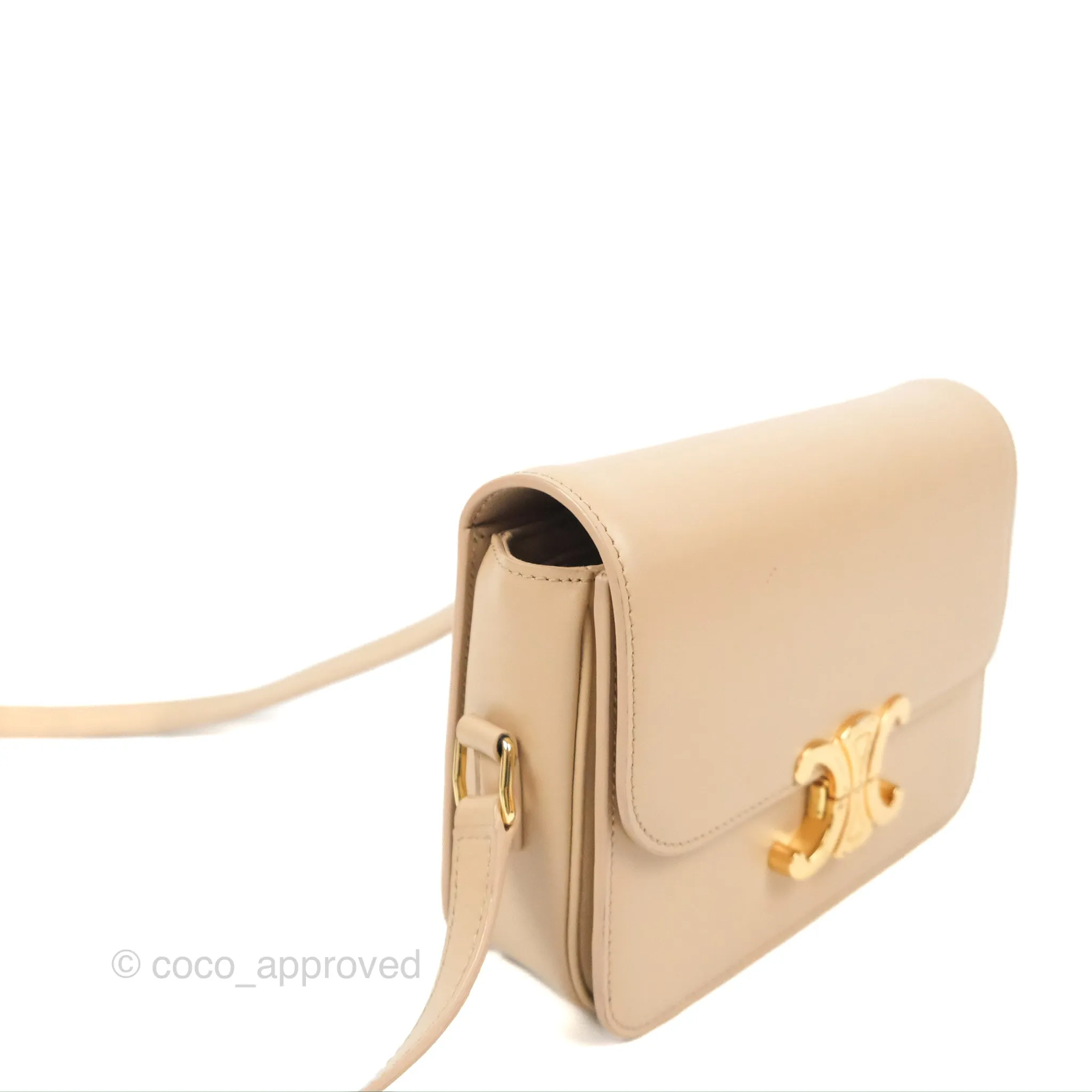 Celine Teen Triomphe Bag Shiny Calfskin Light Beige
