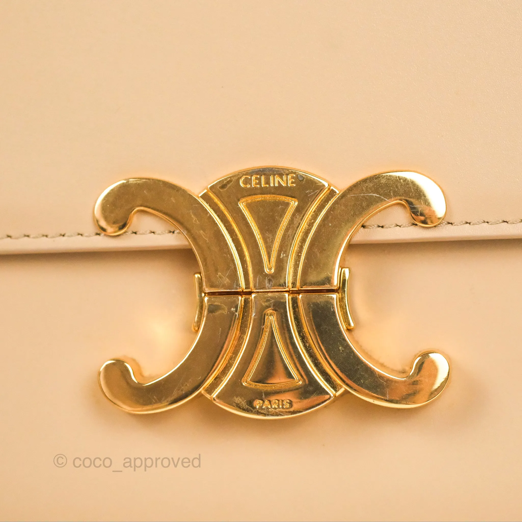 Celine Teen Triomphe Bag Shiny Calfskin Light Beige