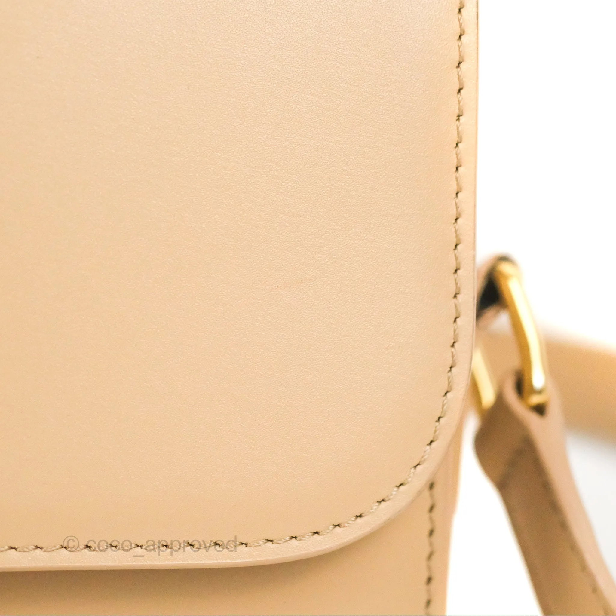 Celine Teen Triomphe Bag Shiny Calfskin Light Beige