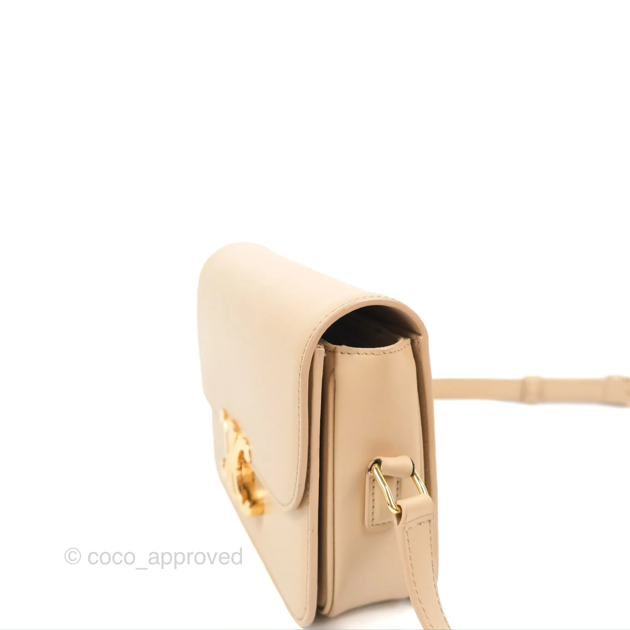 Celine Teen Triomphe Bag Shiny Calfskin Light Beige