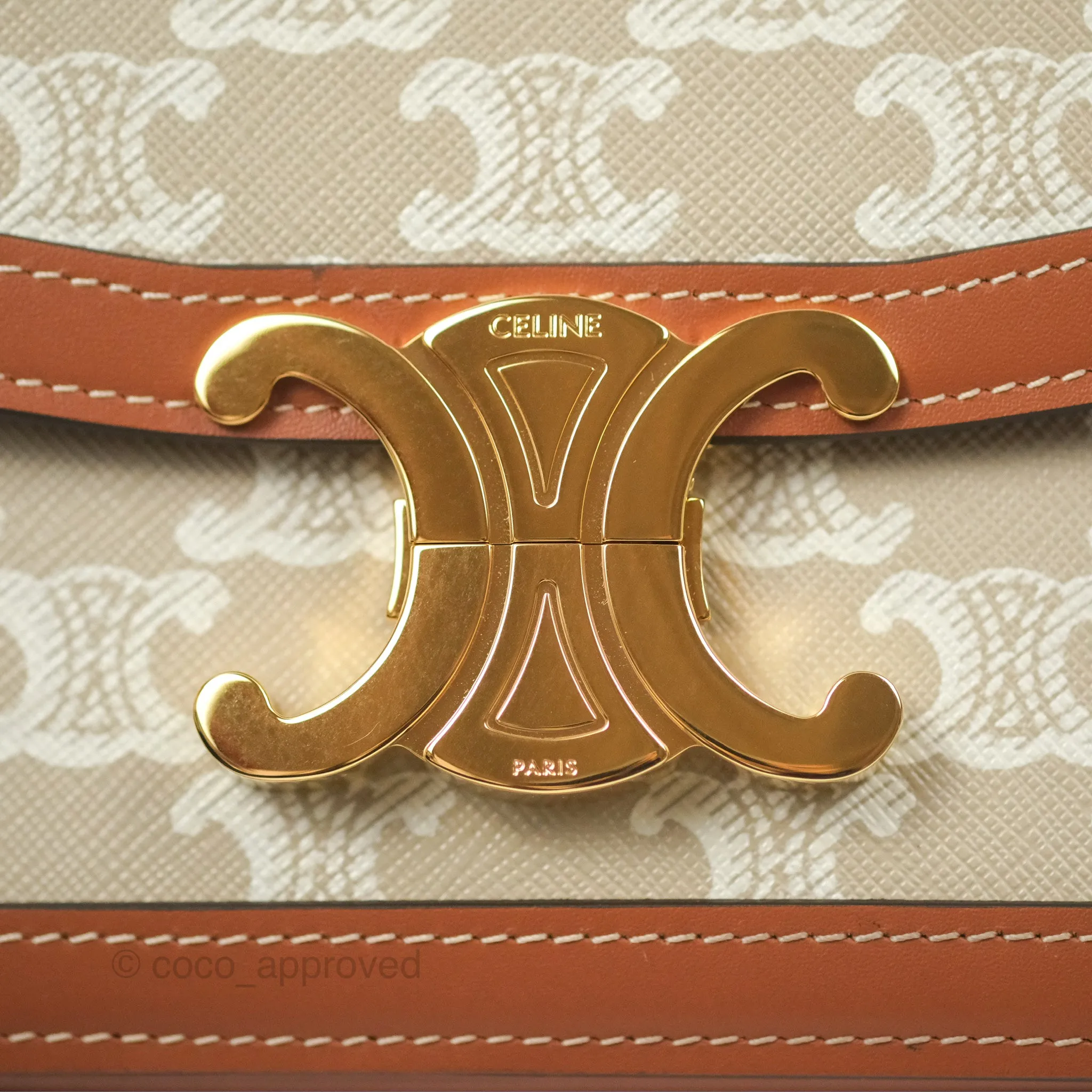 Celine Teen Triomphe Bag Triomphe Canvas Grege Calfskin