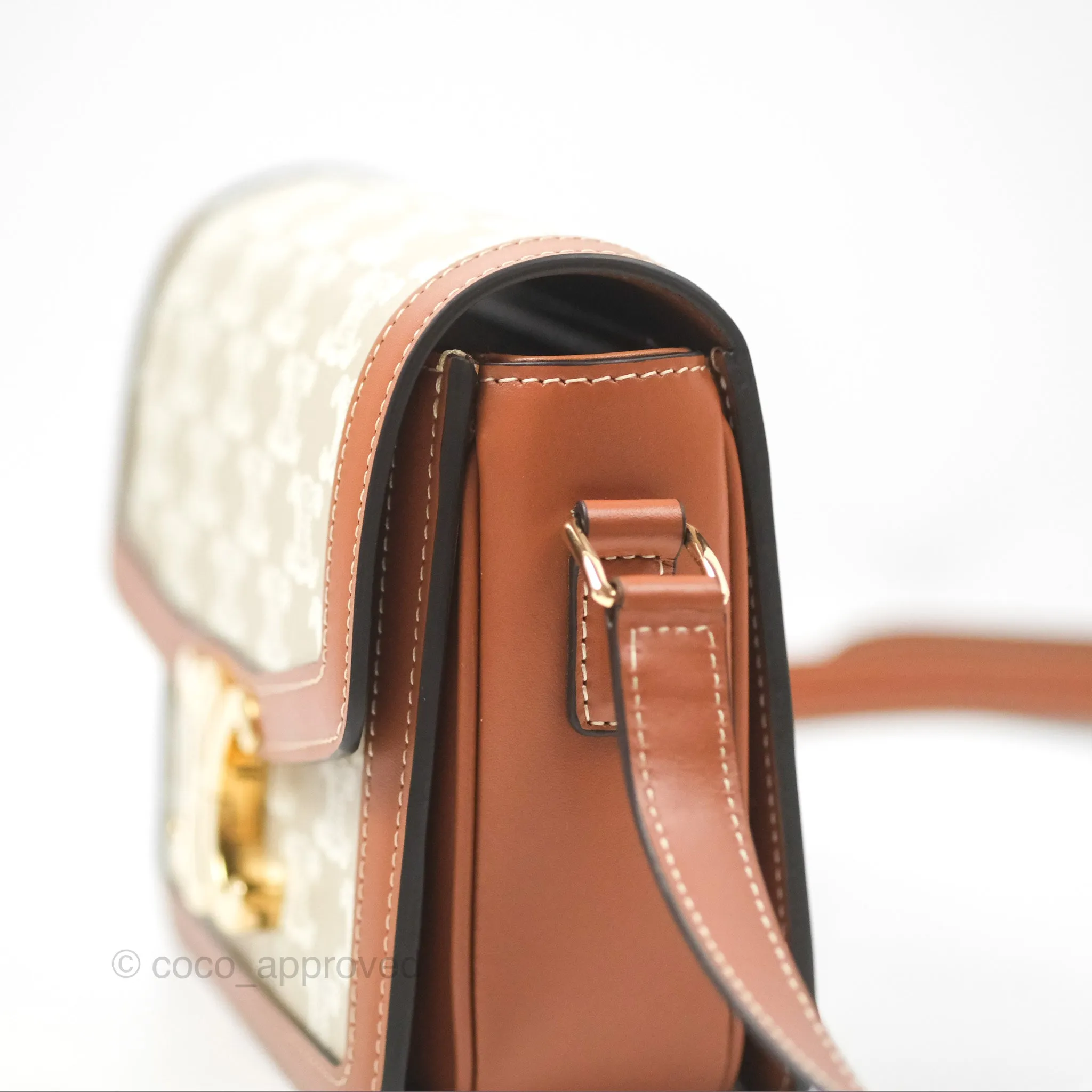 Celine Teen Triomphe Bag Triomphe Canvas Grege Calfskin
