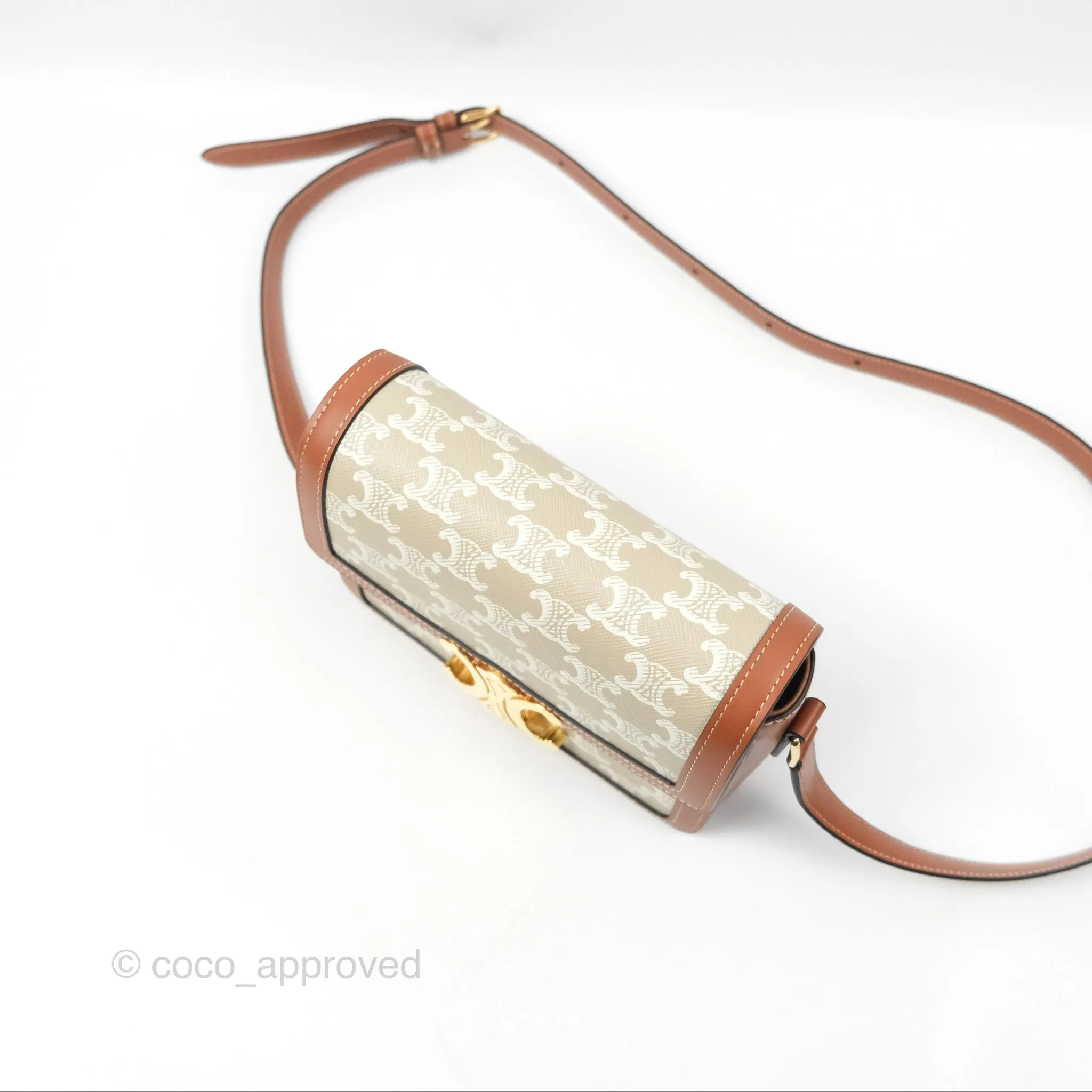 Celine Teen Triomphe Bag Triomphe Canvas Grege Calfskin