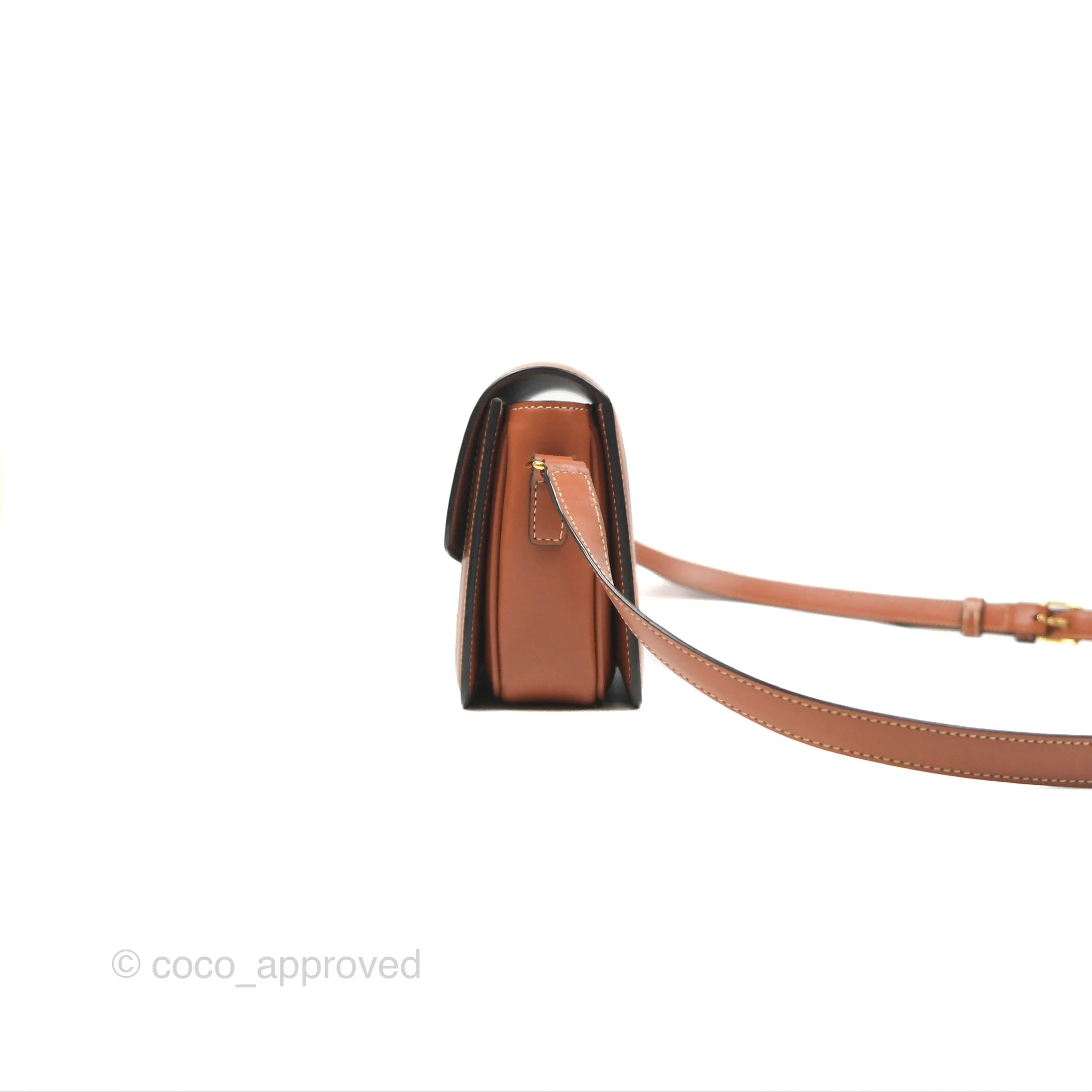 Celine Teen Triomphe Bag Triomphe Canvas Tan Calfskin